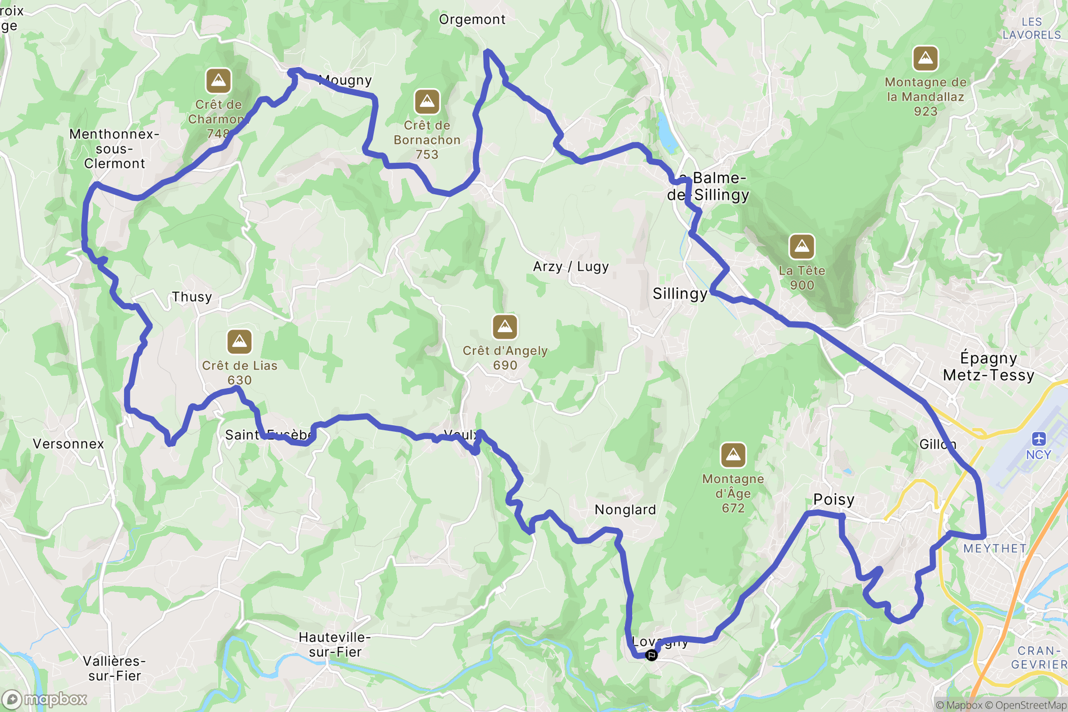 Lovagny : carte du parcours de randonnée - France