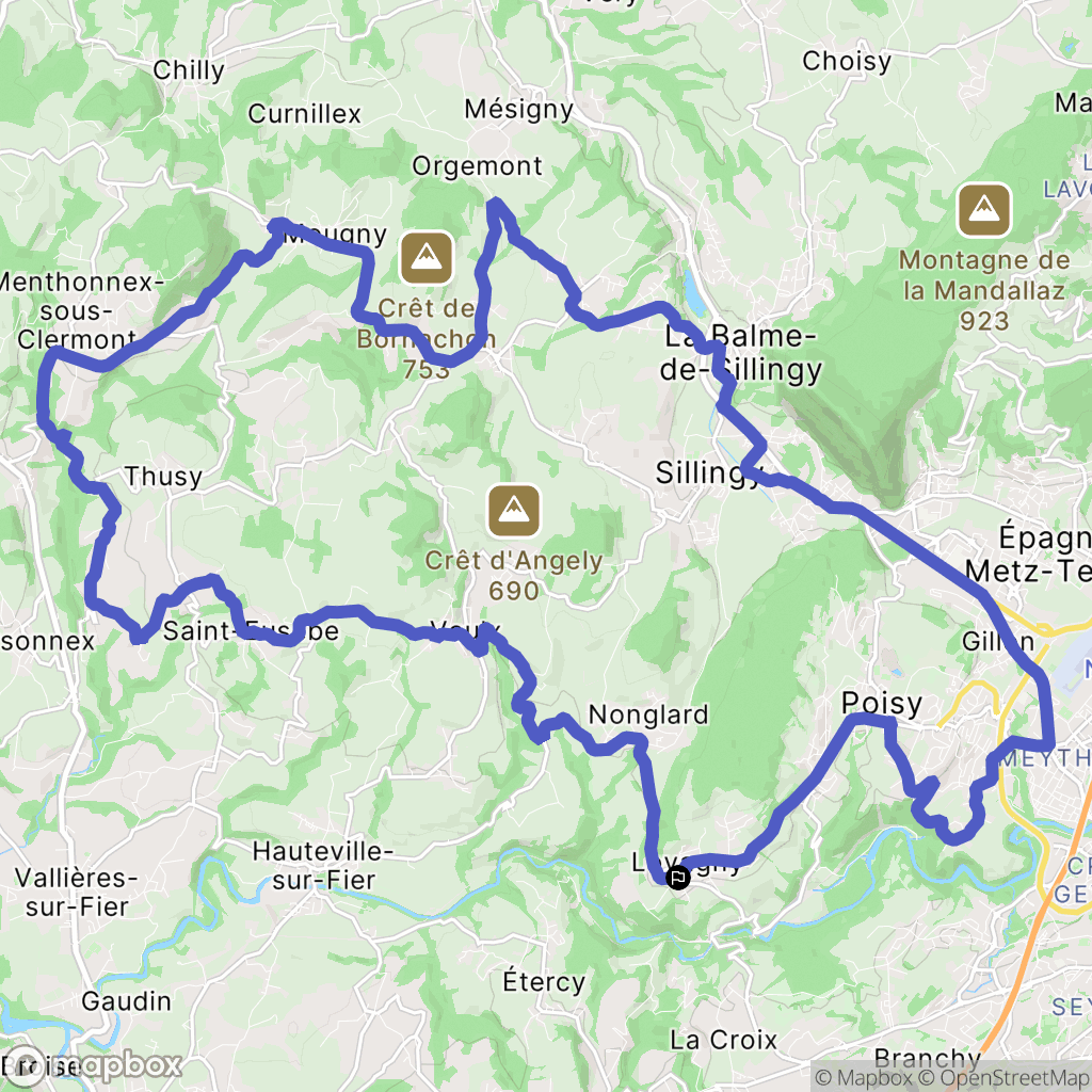Lovagny : carte du parcours de randonnée - France