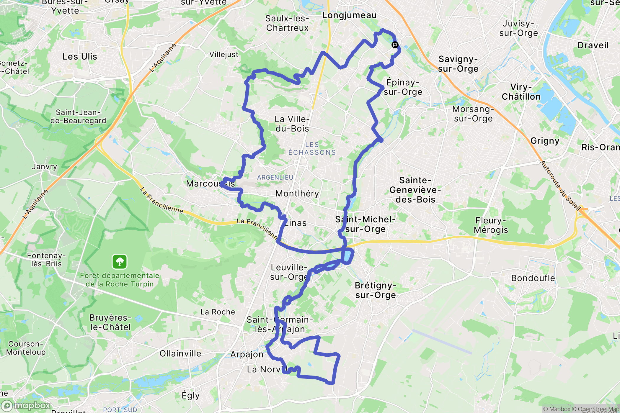 Longjumeau : carte du parcours de randonnée - France