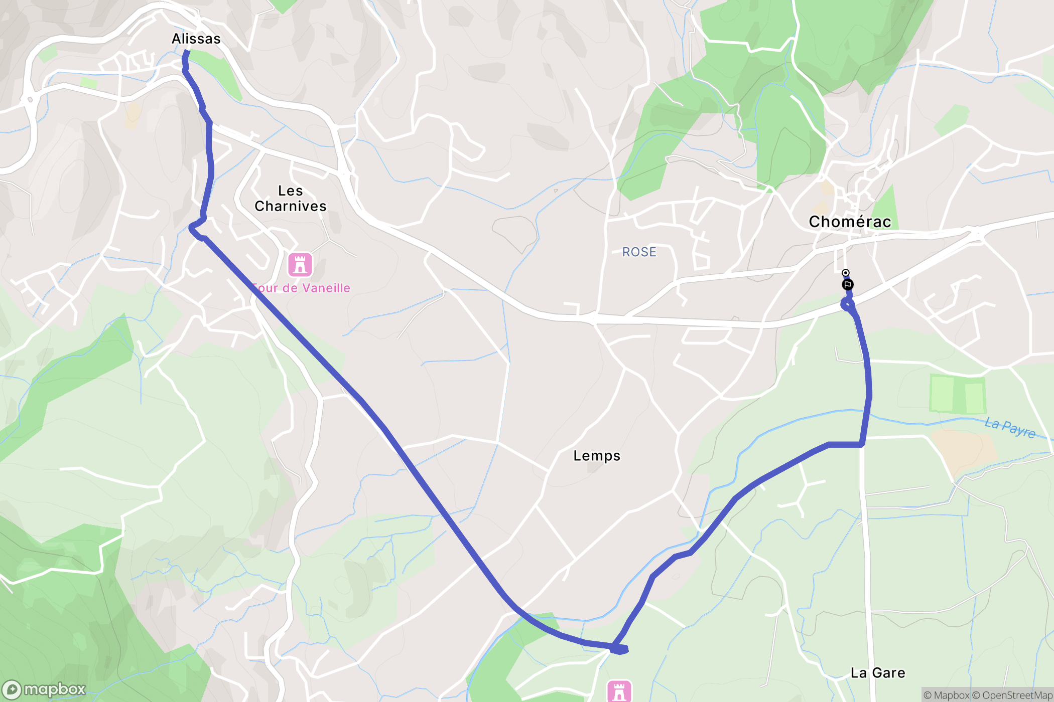Chomérac : carte du parcours de randonnée - France