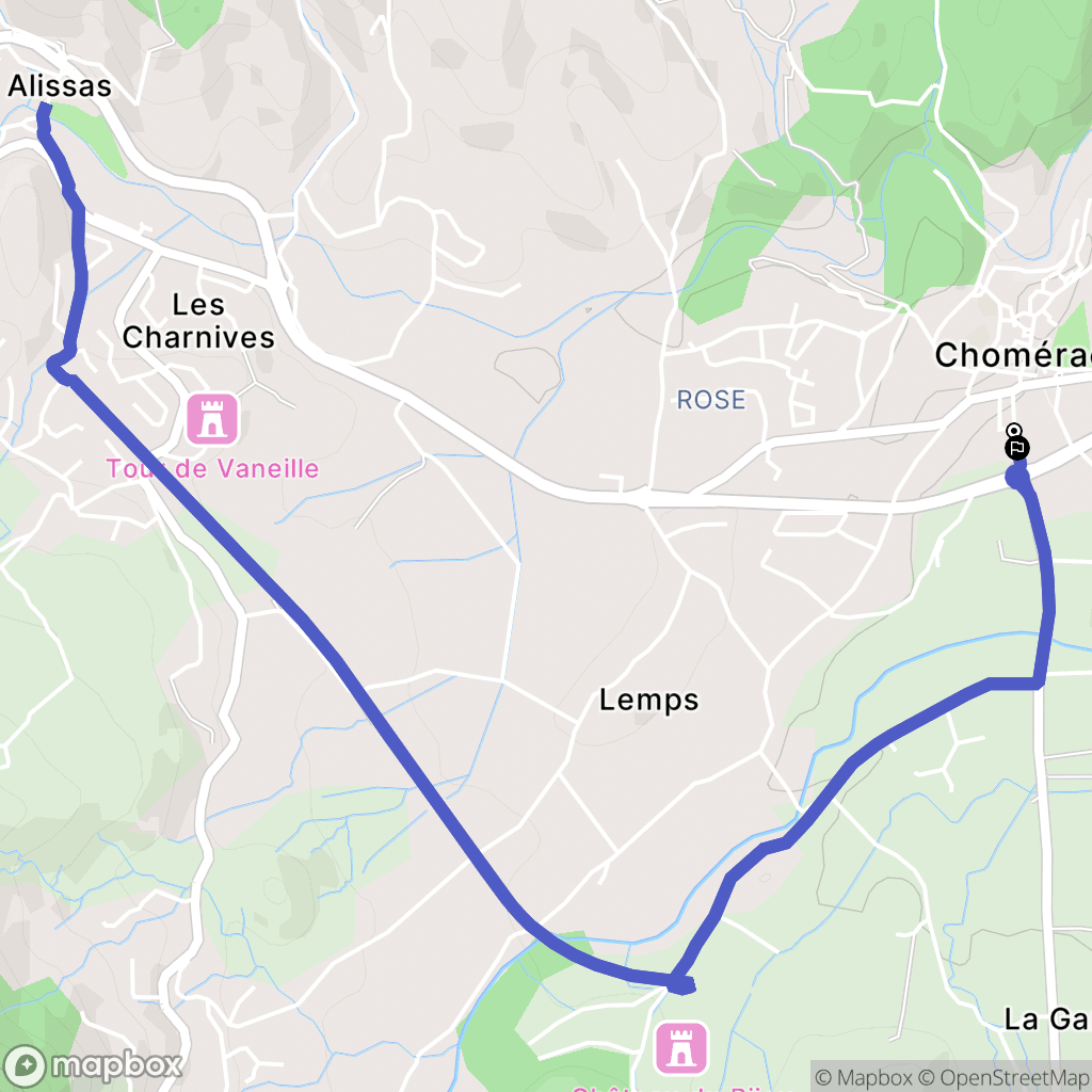 Chomérac : carte du parcours de randonnée - France