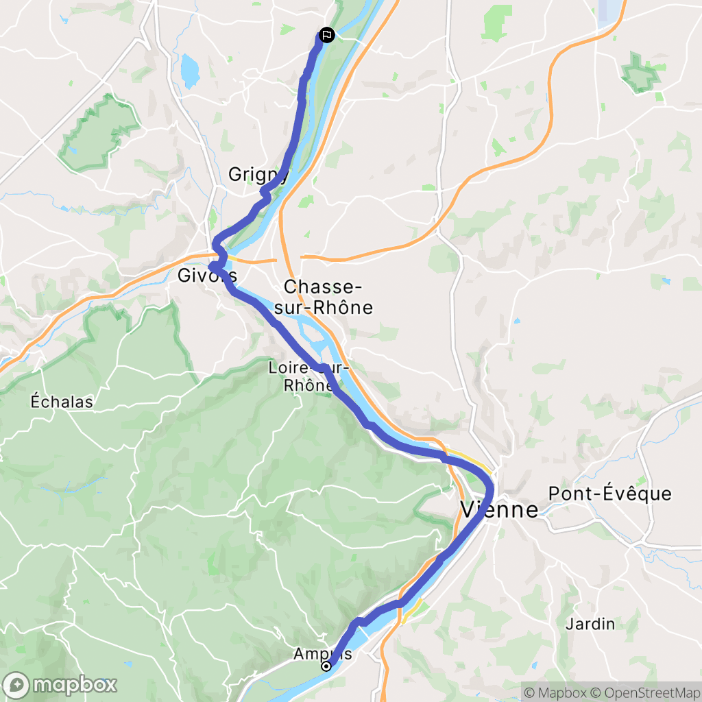 Ampuis : carte du parcours de randonnée - France