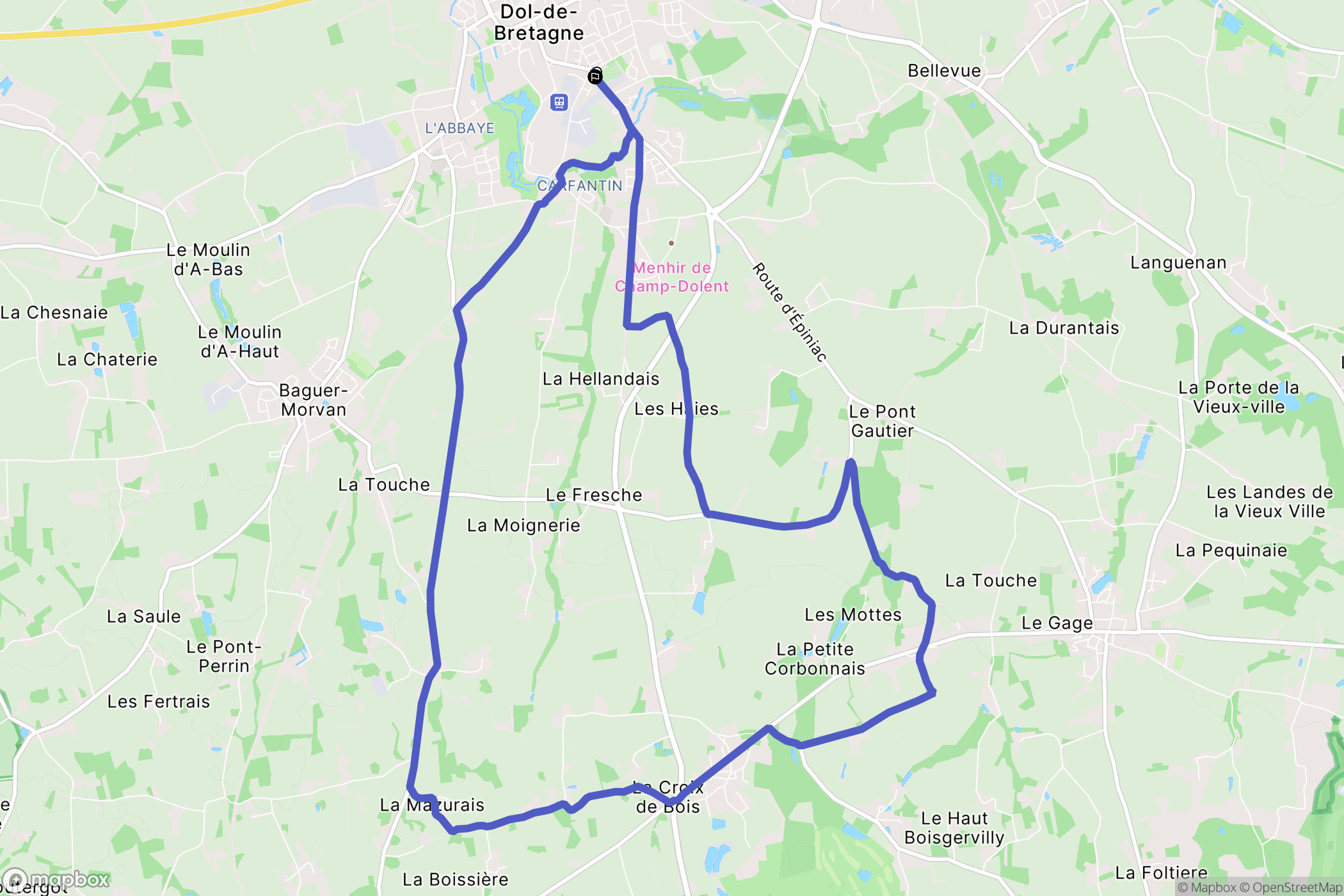 Dol-de-Bretagne : carte du parcours de randonnée - France