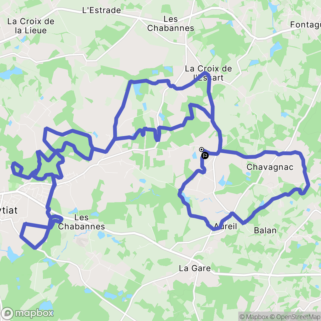 Aureil : carte du parcours de randonnée - France