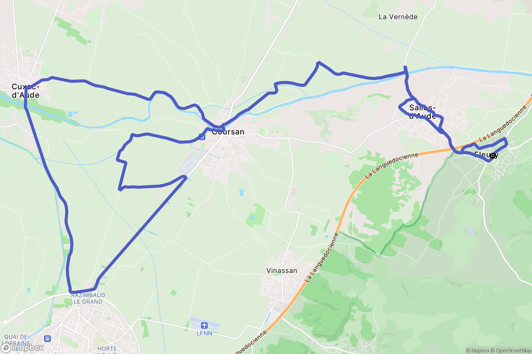 Fleury : carte du parcours de randonnée - France