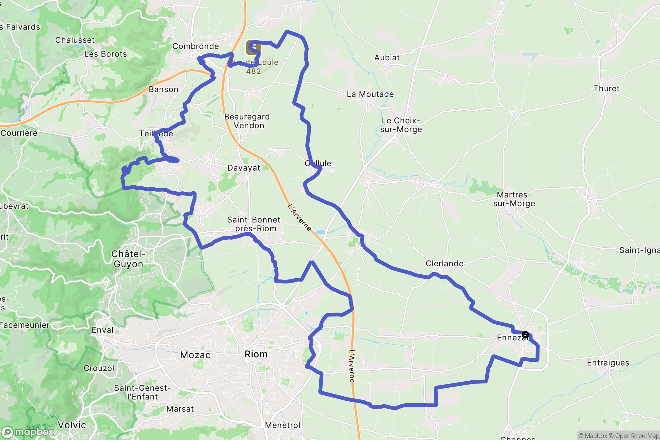 Ennezat : carte du parcours de randonnée - France