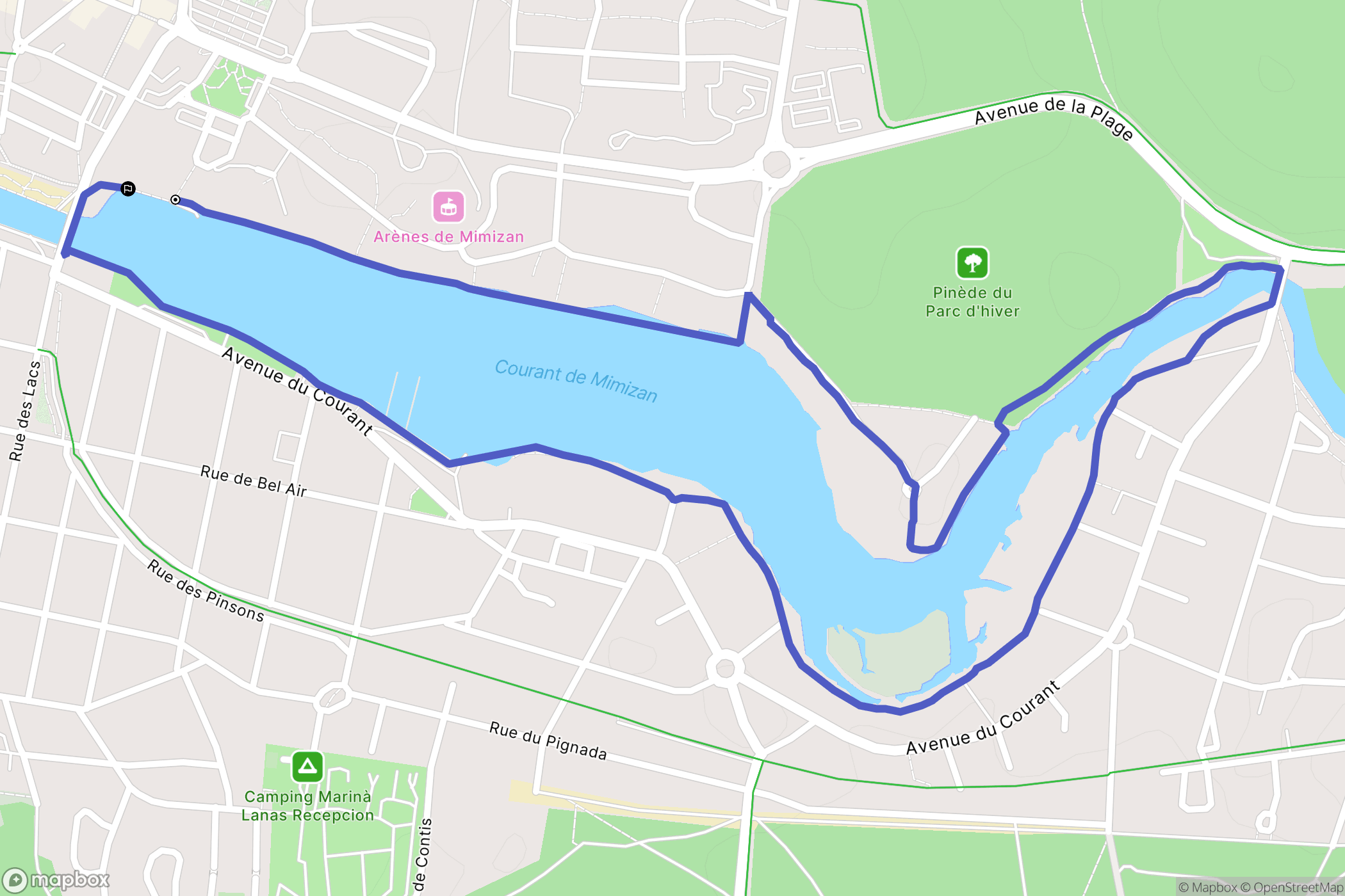 Mimizan : carte du parcours de randonnée - France