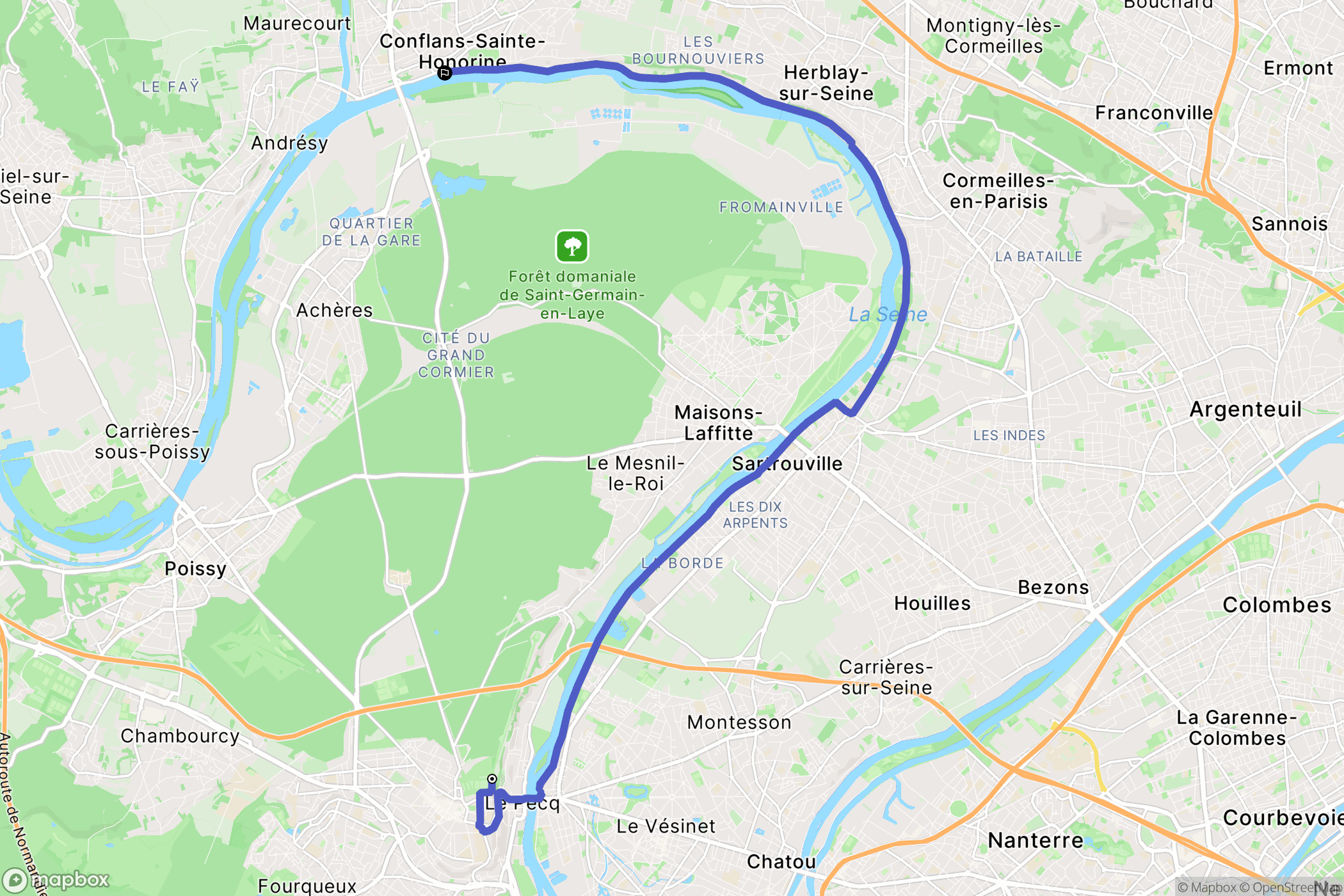 Le Pecq : carte du parcours de randonnée - France