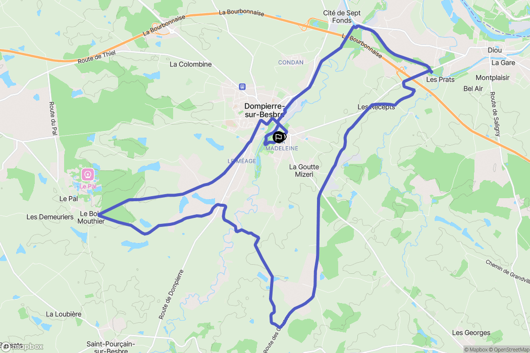 Dompierre-sur-Besbre : carte du parcours de randonnée - France