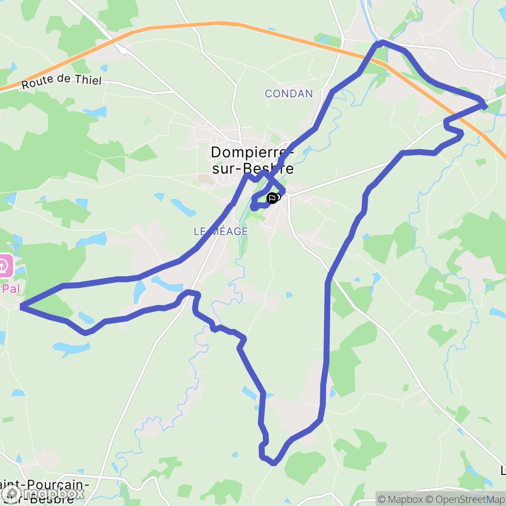 Dompierre-sur-Besbre : carte du parcours de randonnée - France