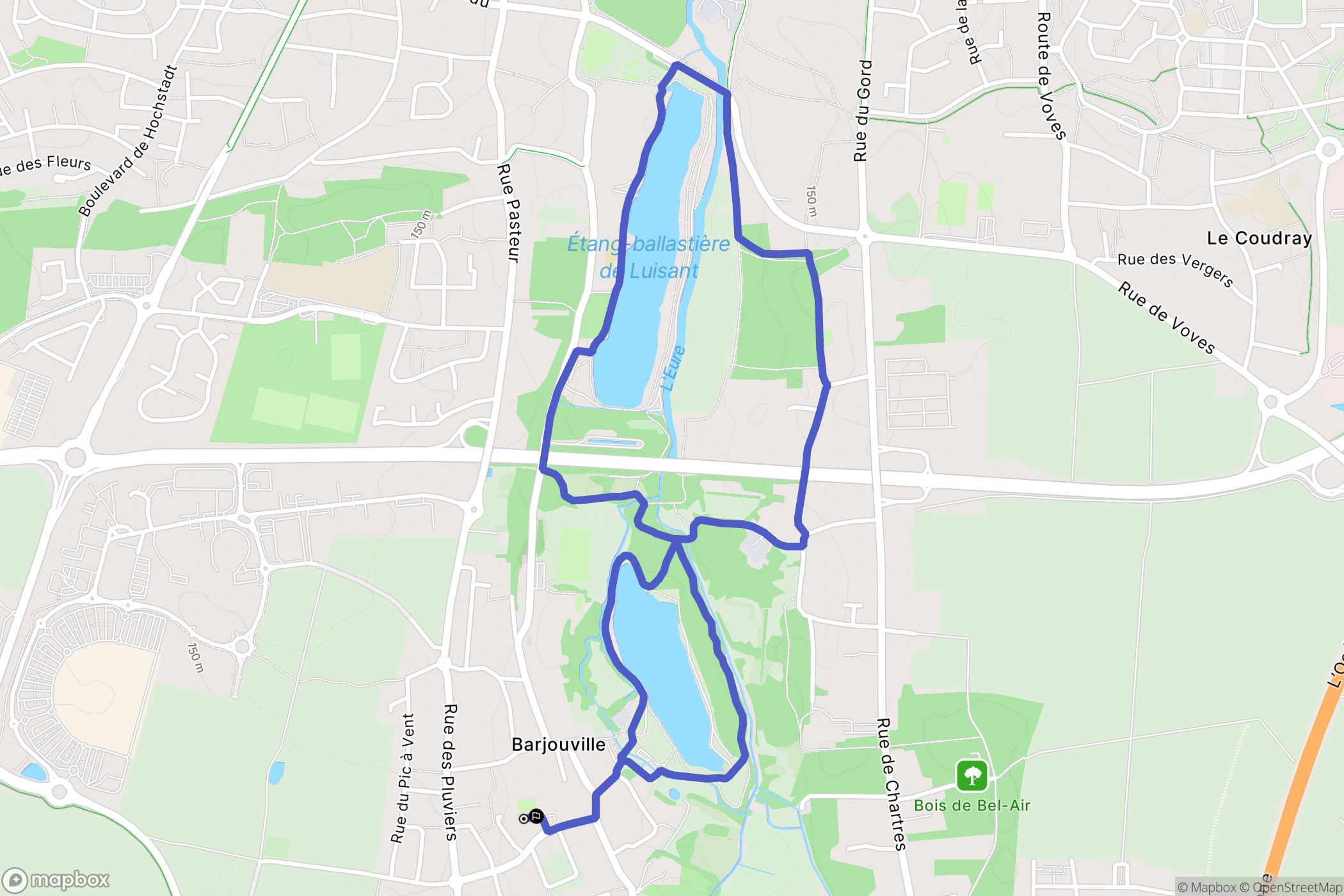 Barjouville : carte du parcours de randonnée - France