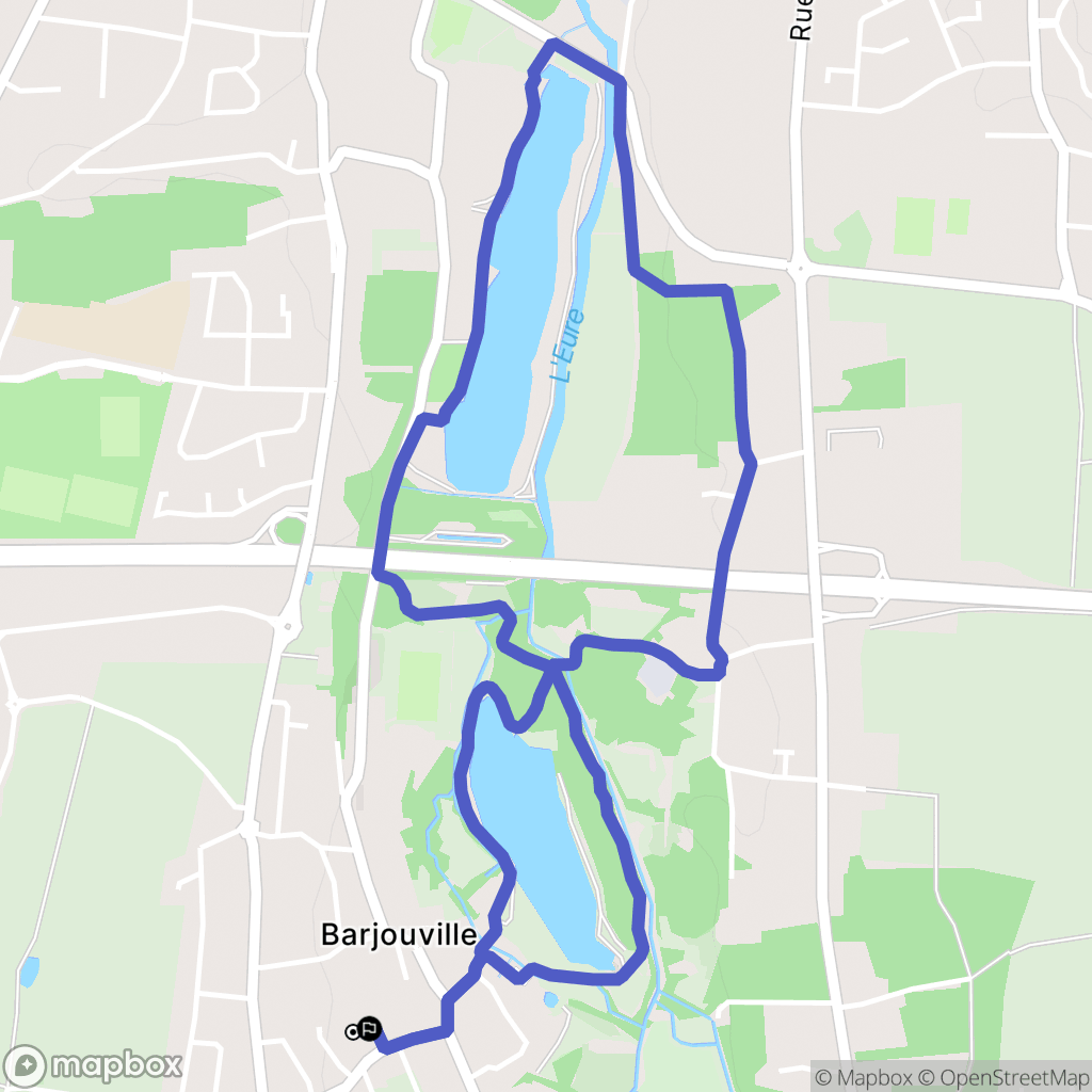 Barjouville : carte du parcours de randonnée - France