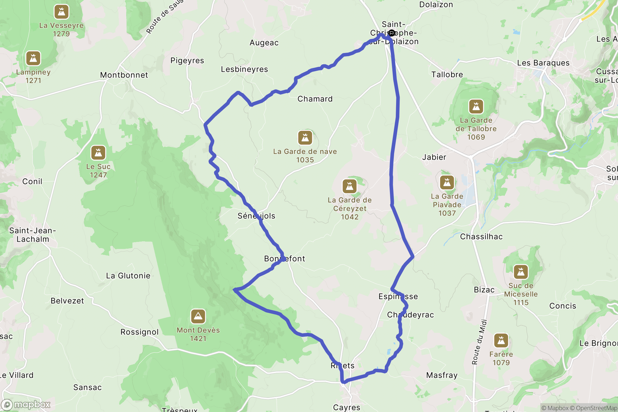 Saint-Christophe-sur-Dolaison : carte du parcours de randonnée - France