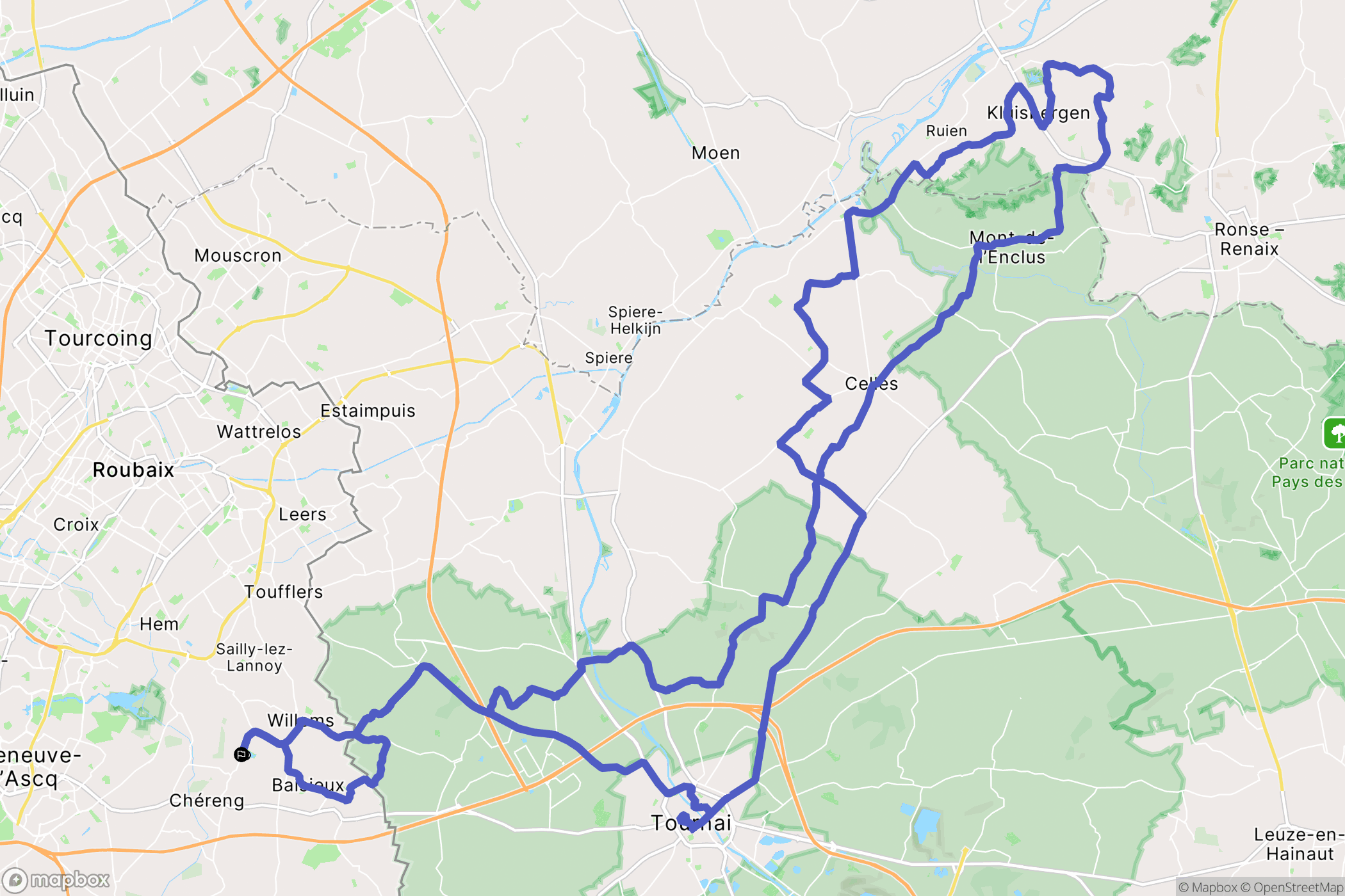 Willems : carte du parcours de randonnée - France