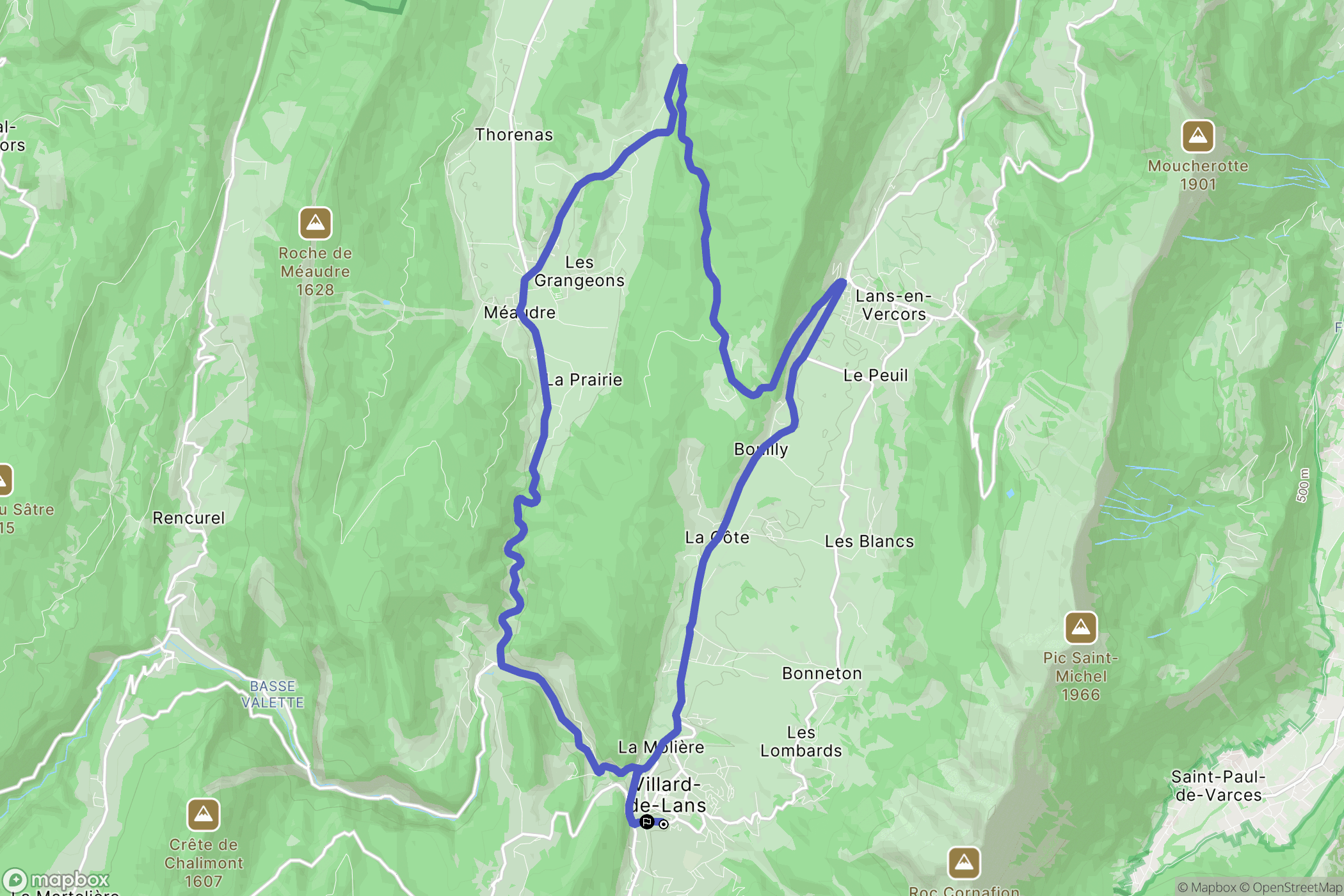 Villard-de-Lans : carte du parcours de randonnée - France