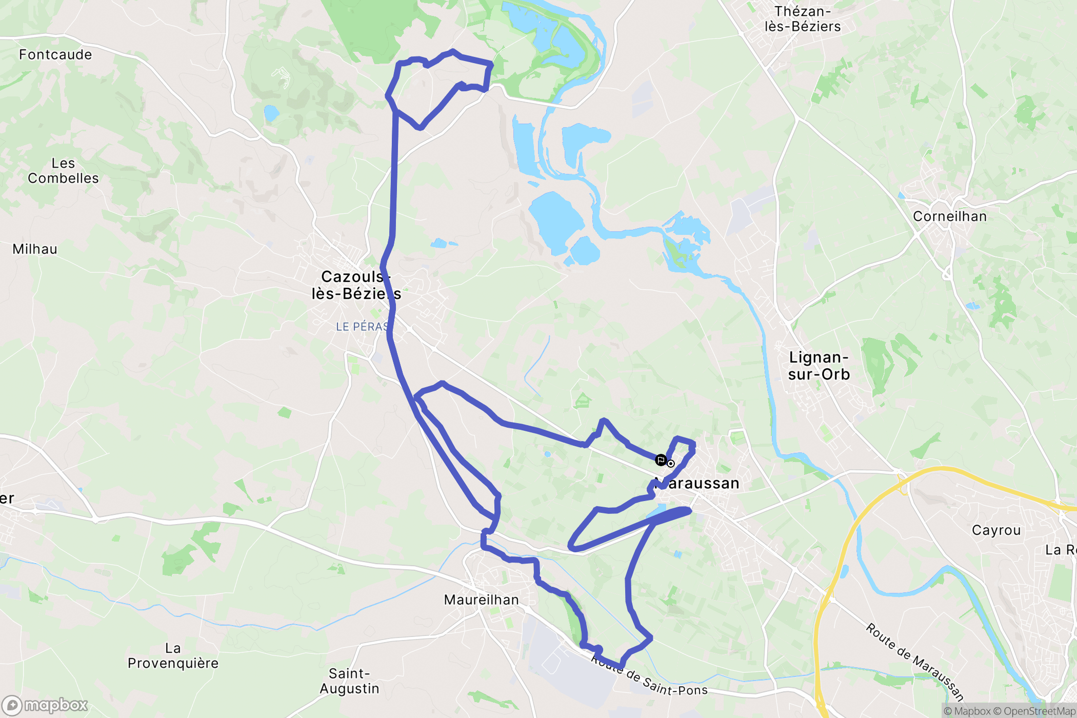 Maraussan : carte du parcours de randonnée - France