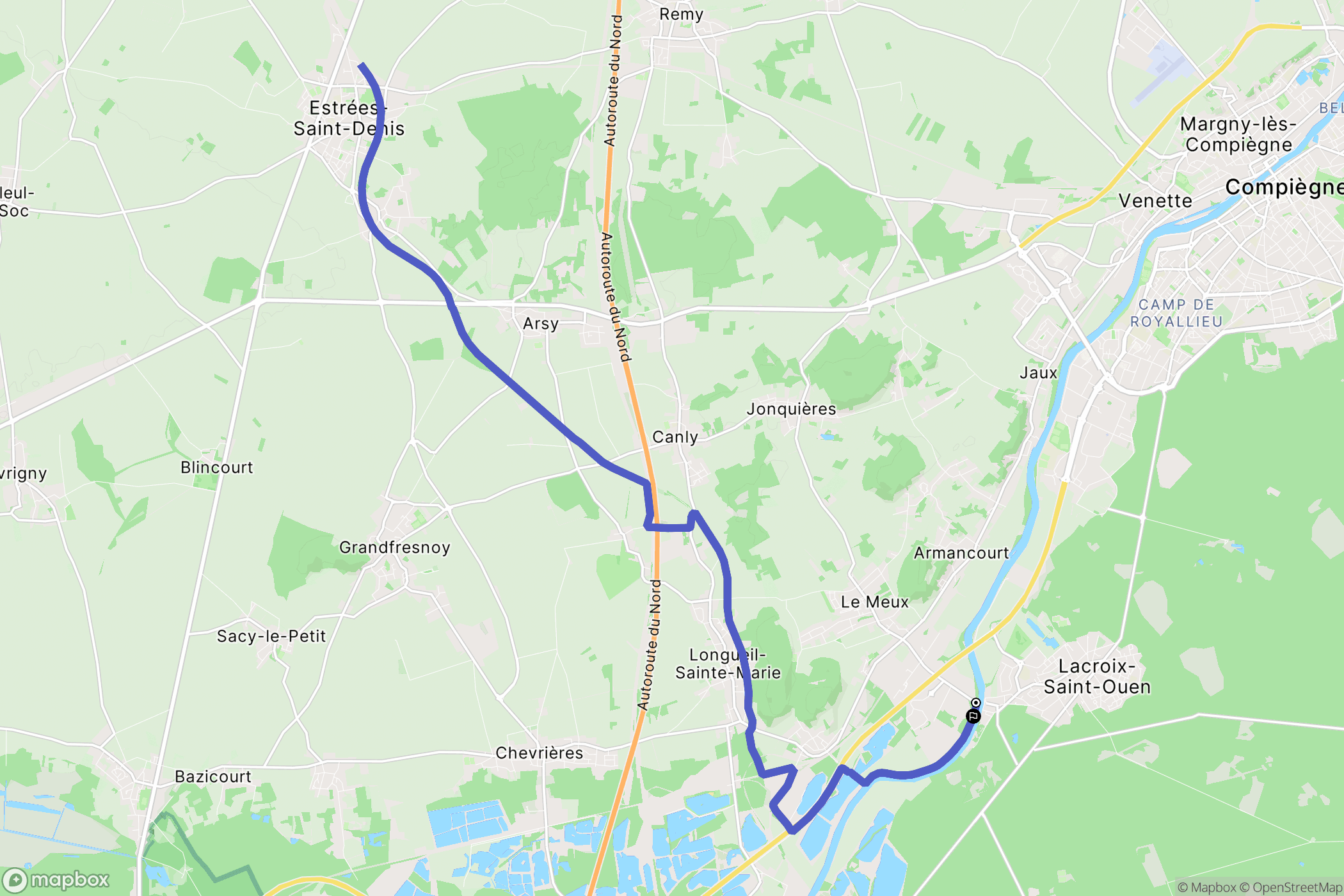 La Croix-Saint-Ouen : carte du parcours de randonnée - France