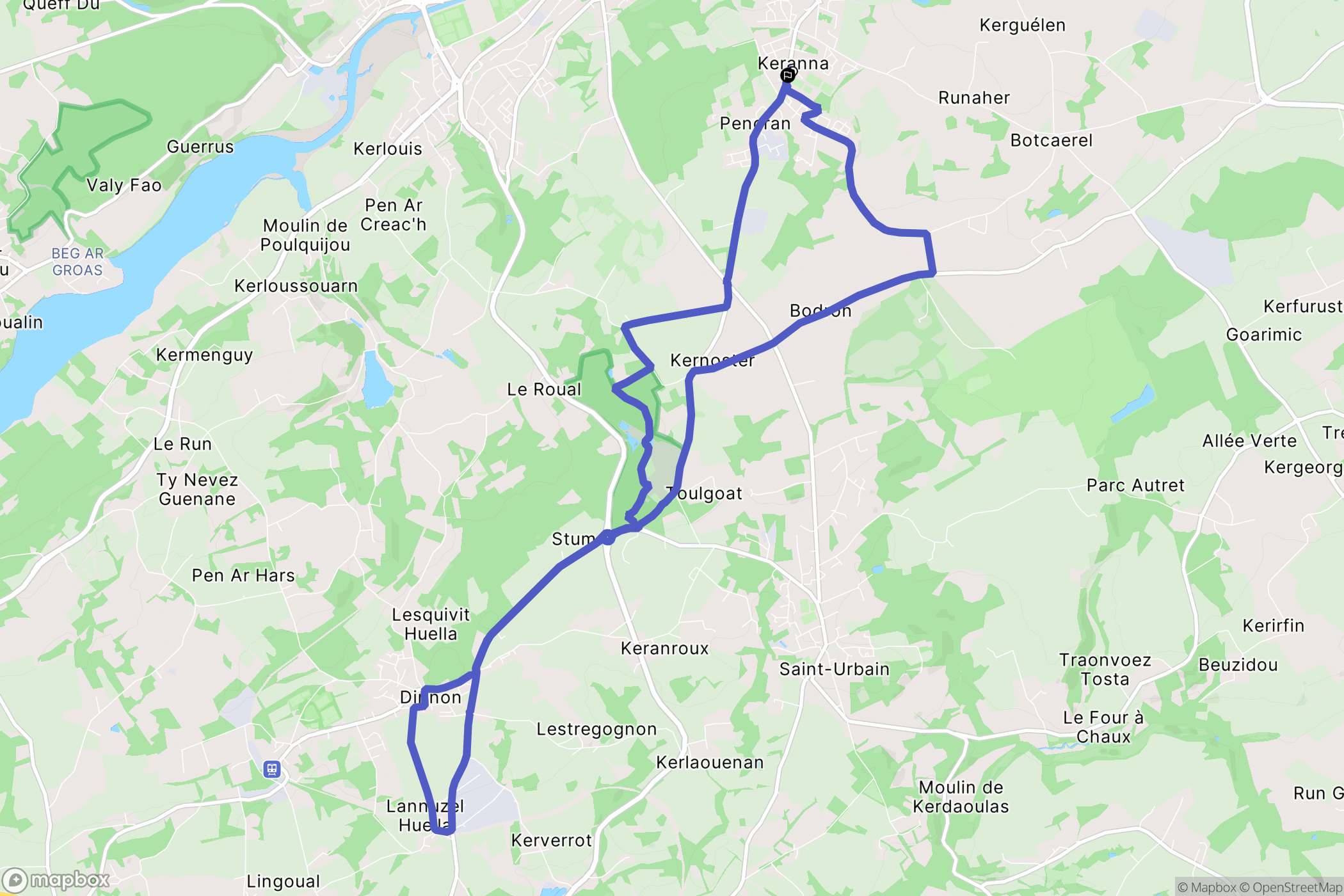 Pencran : carte du parcours de randonnée - France