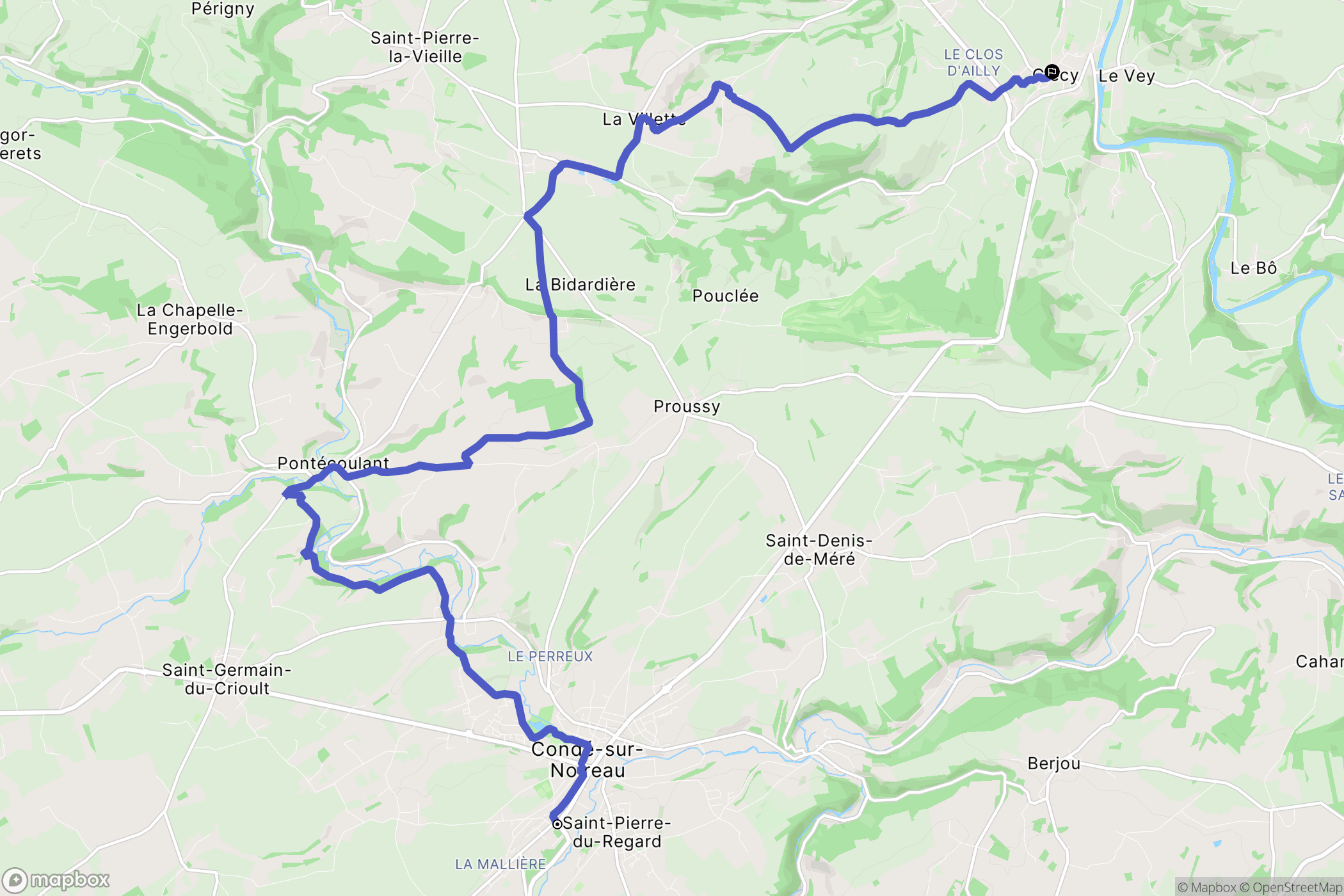 Condé-en-Normandie : carte du parcours de randonnée - France