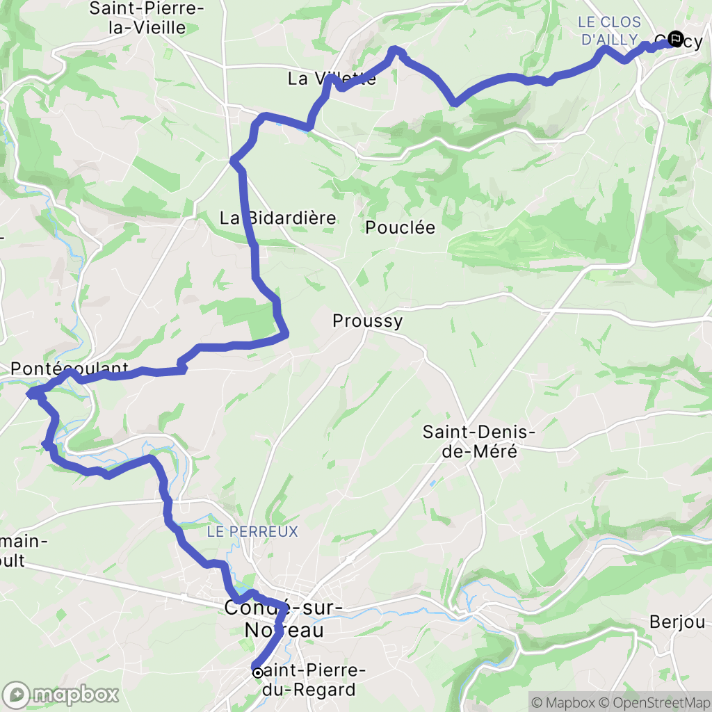Condé-en-Normandie : carte du parcours de randonnée - France