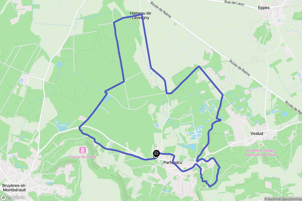 Parfondru : carte du parcours de randonnée - France