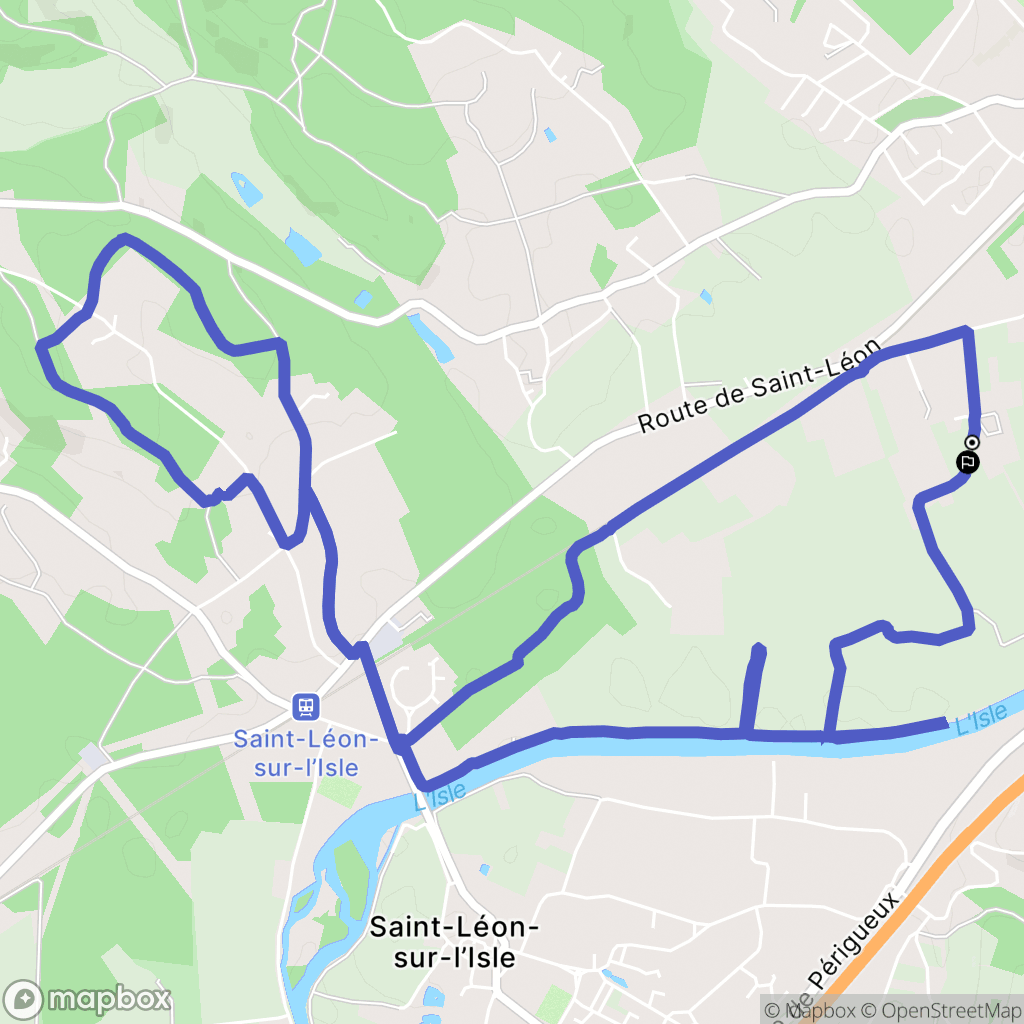 Saint-Astier : carte du parcours de randonnée - France
