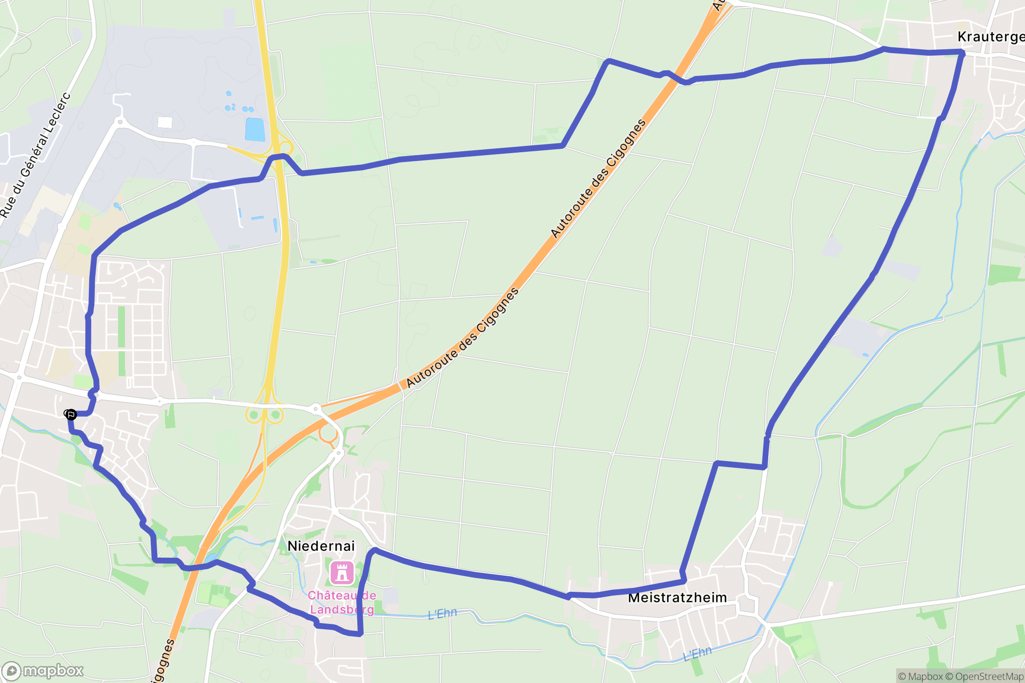 Obernai : carte du parcours de randonnée - France