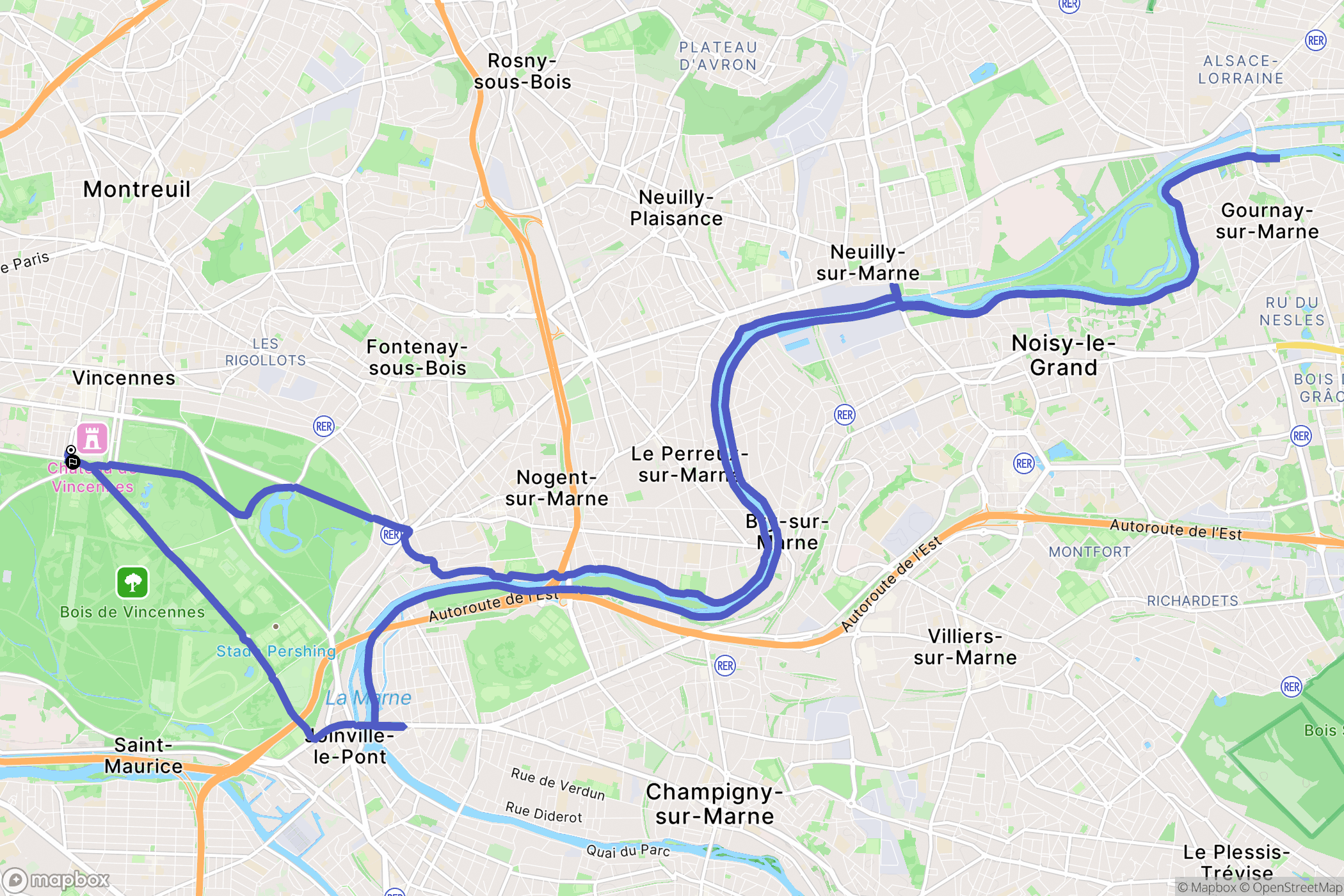 Vincennes : carte du parcours de randonnée - France