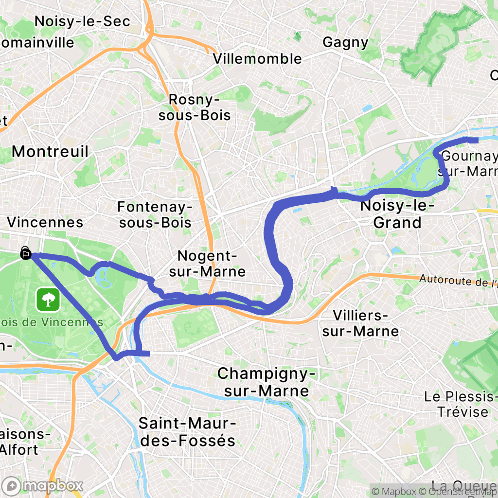 Vincennes : carte du parcours de randonnée - France