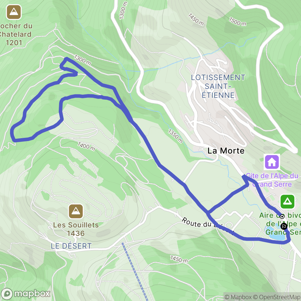 La Morte : carte du parcours de randonnée - France