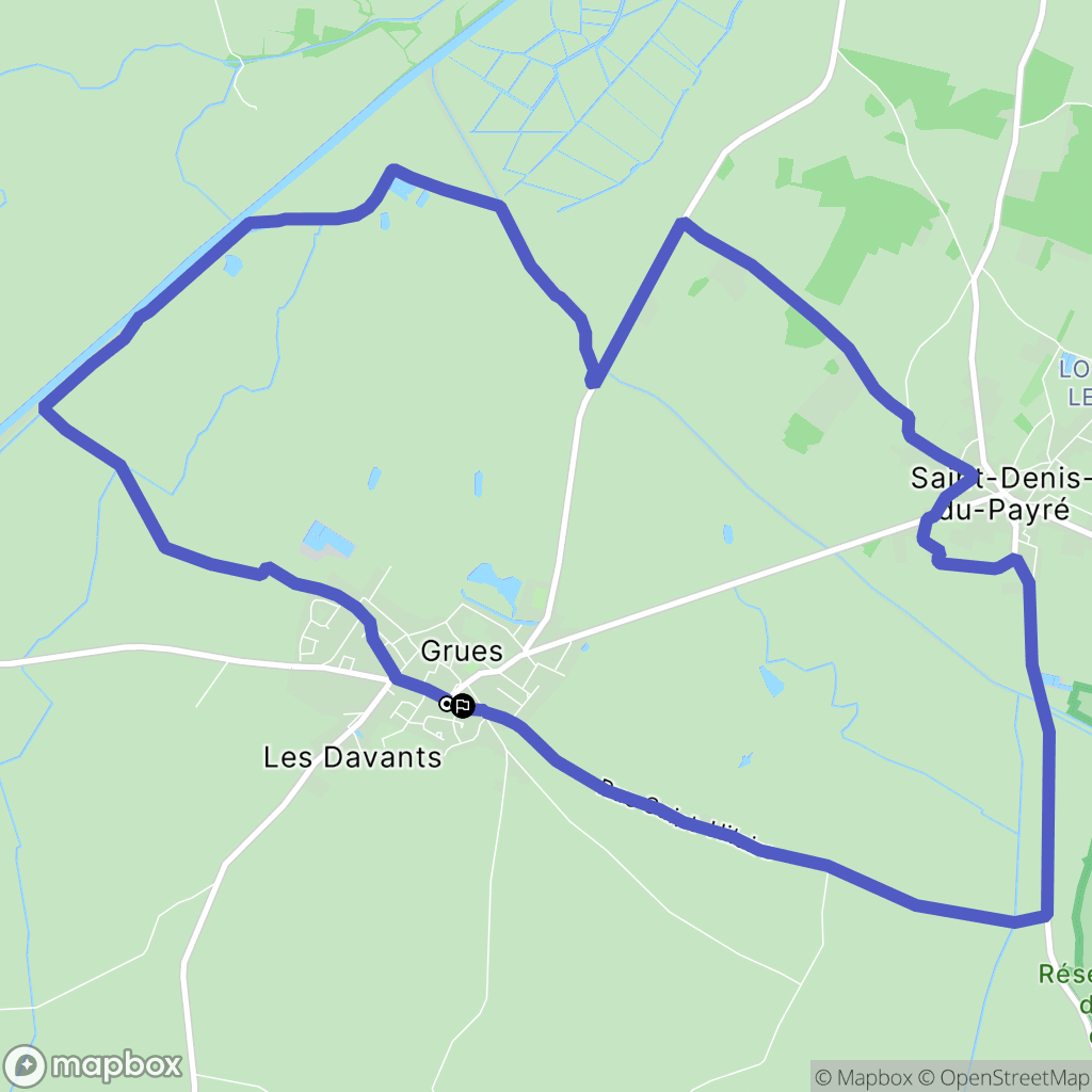 Grues : carte du parcours de randonnée - France