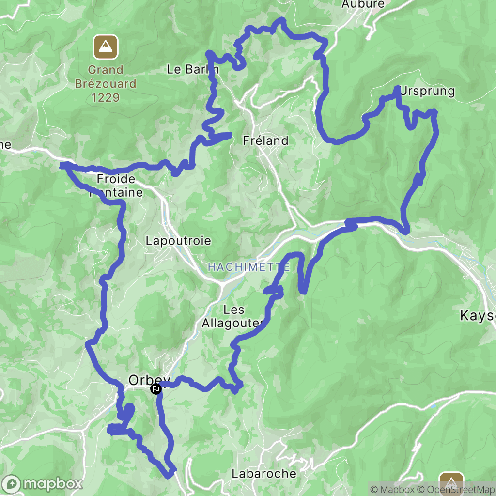 Orbey : carte du parcours de randonnée - France