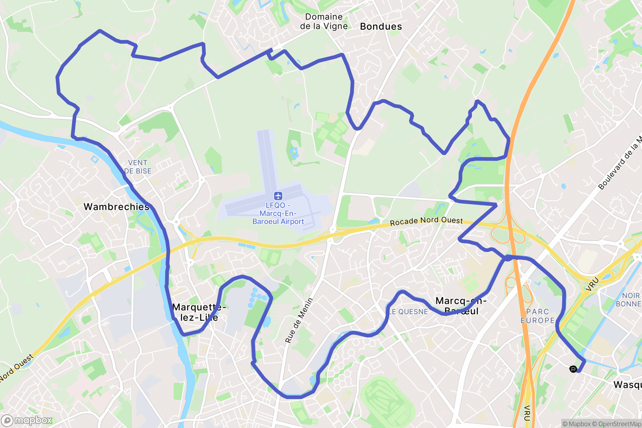 Wasquehal : carte du parcours de randonnée - France