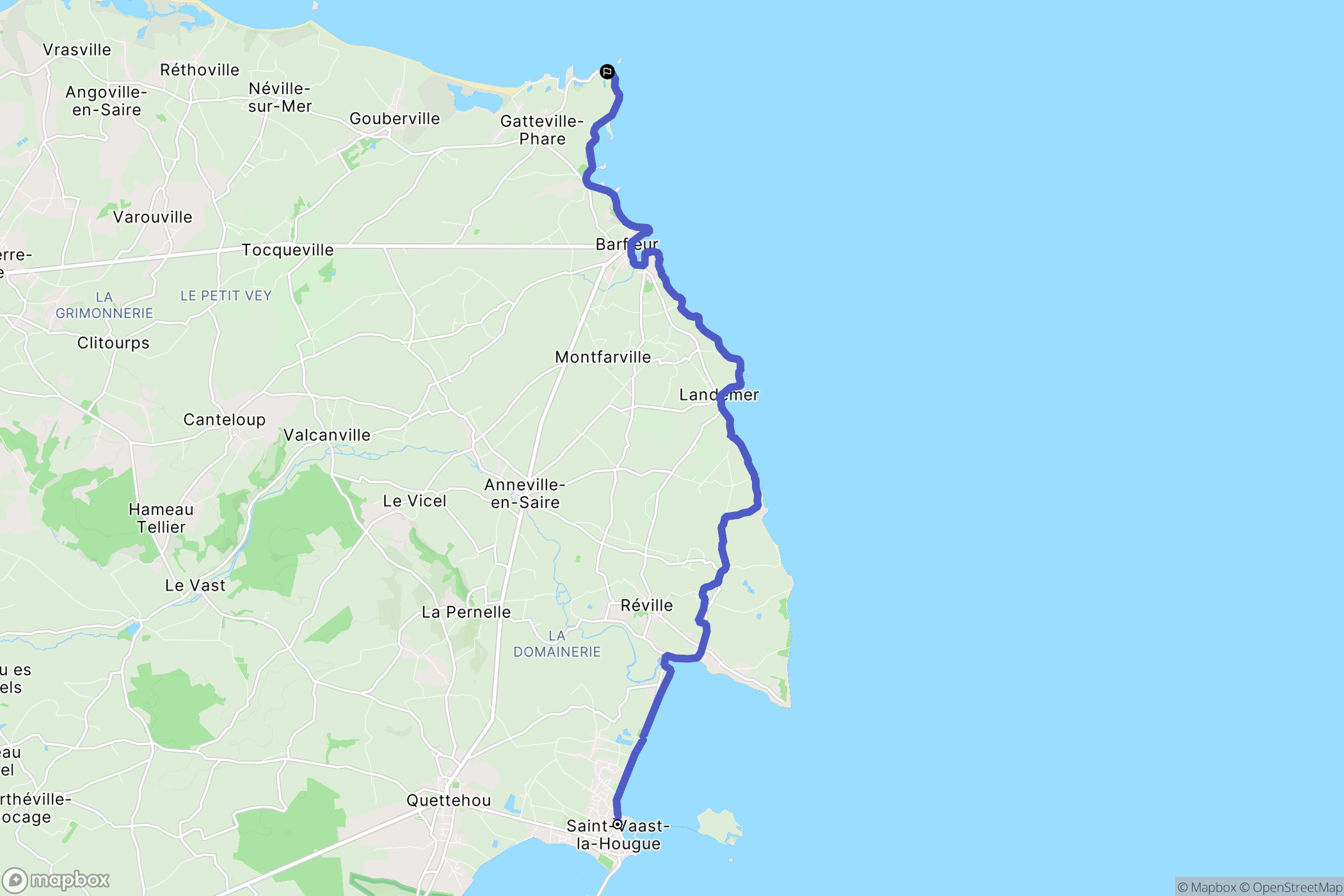 Saint-Vaast-la-Hougue : carte du parcours de randonnée - France