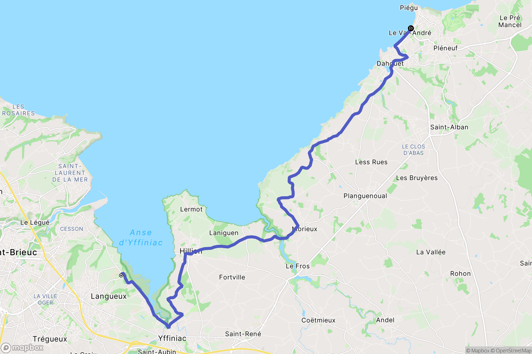Langueux : carte du parcours de randonnée - France