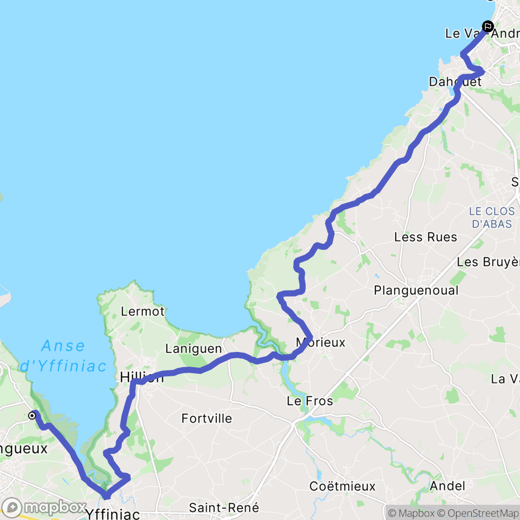 Langueux : carte du parcours de randonnée - France