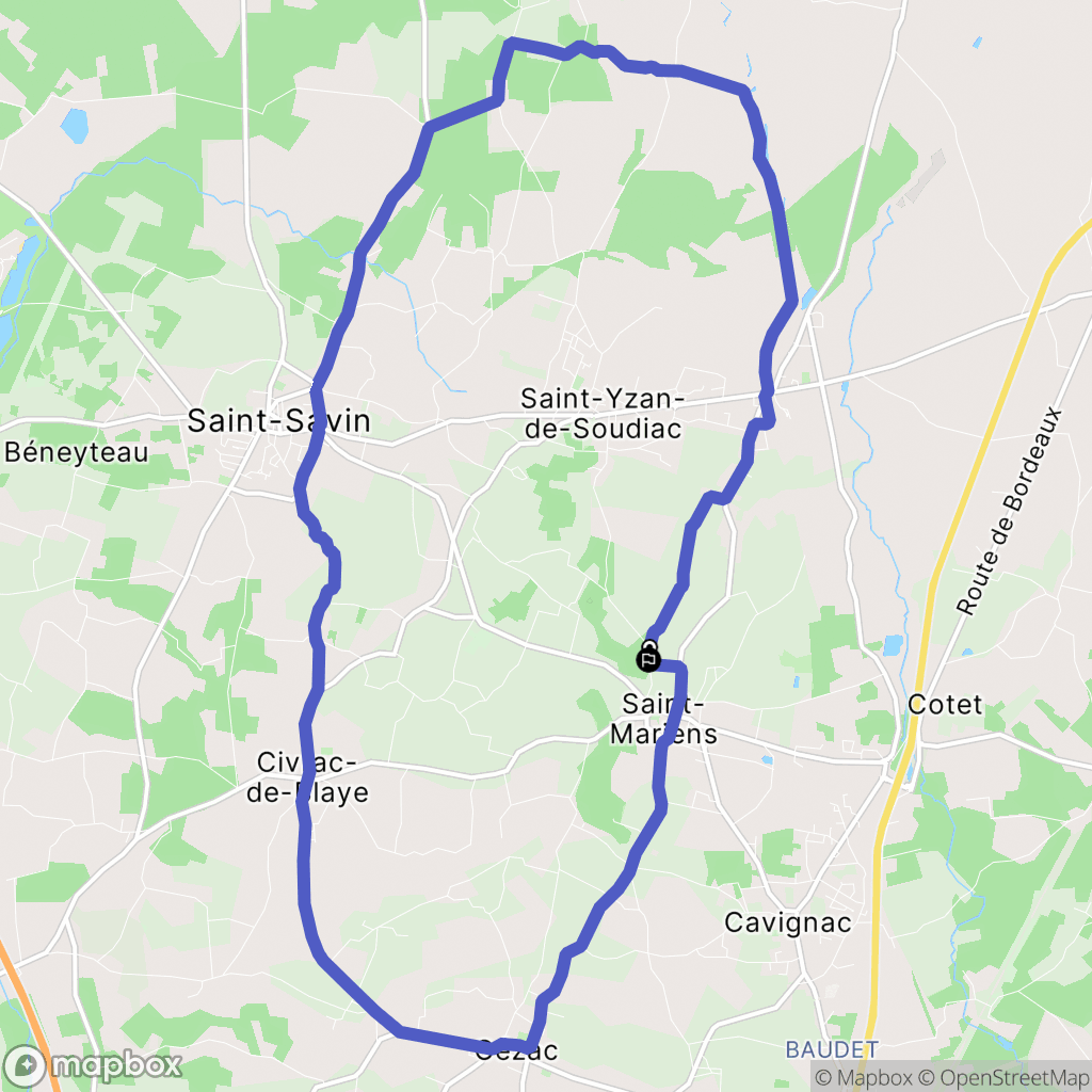 Saint-Mariens : carte du parcours de randonnée - France
