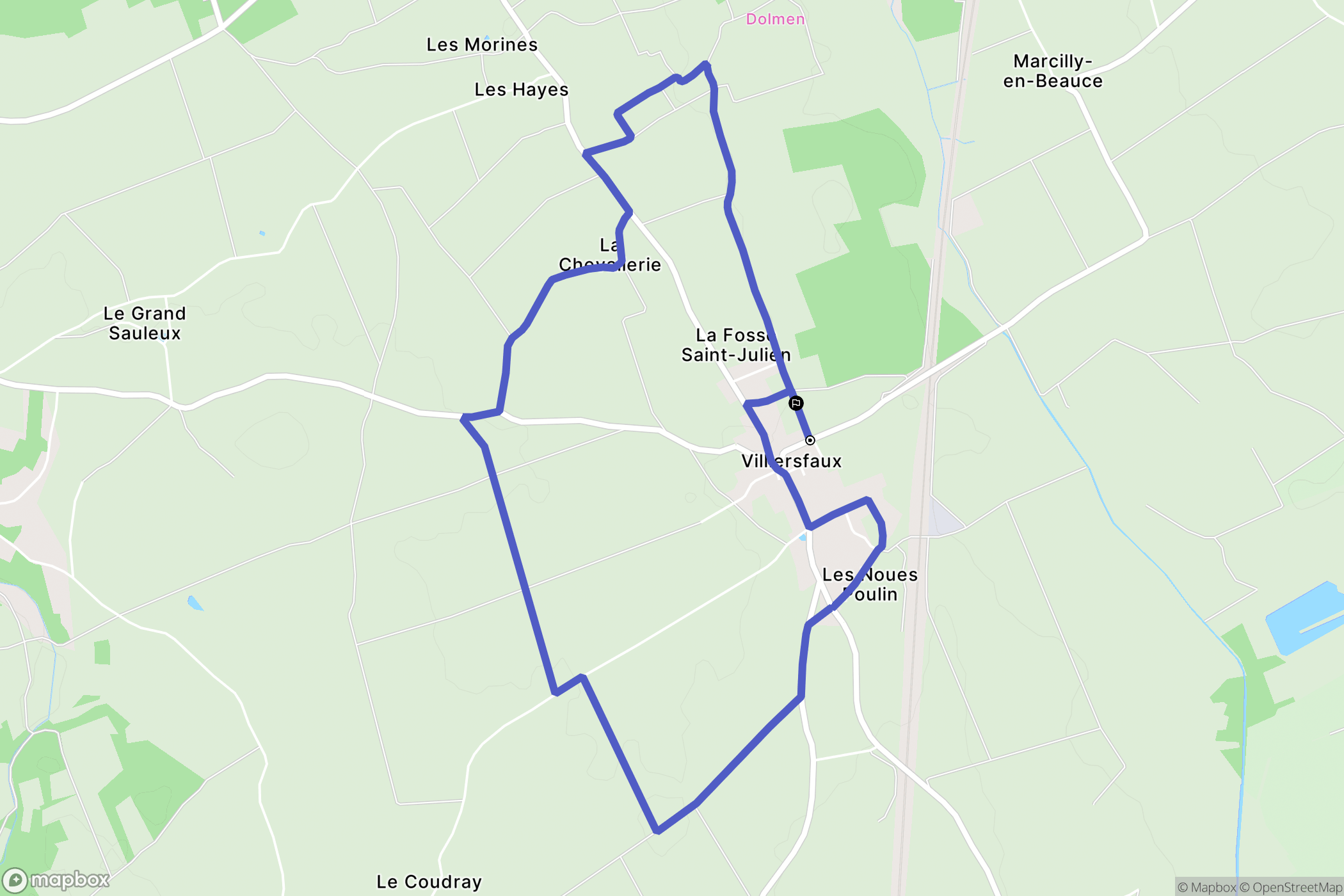 Villiersfaux : carte du parcours de randonnée - France