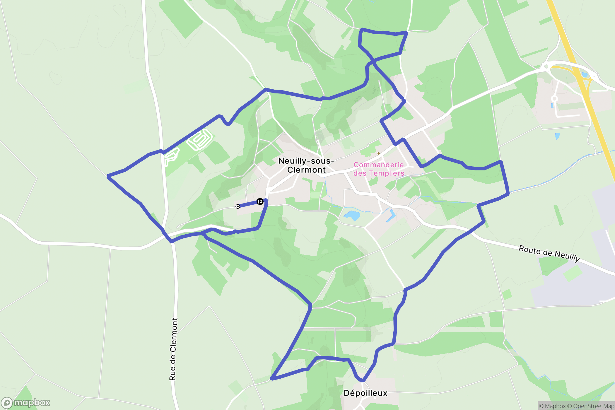 Neuilly-sous-Clermont : carte du parcours de randonnée - France