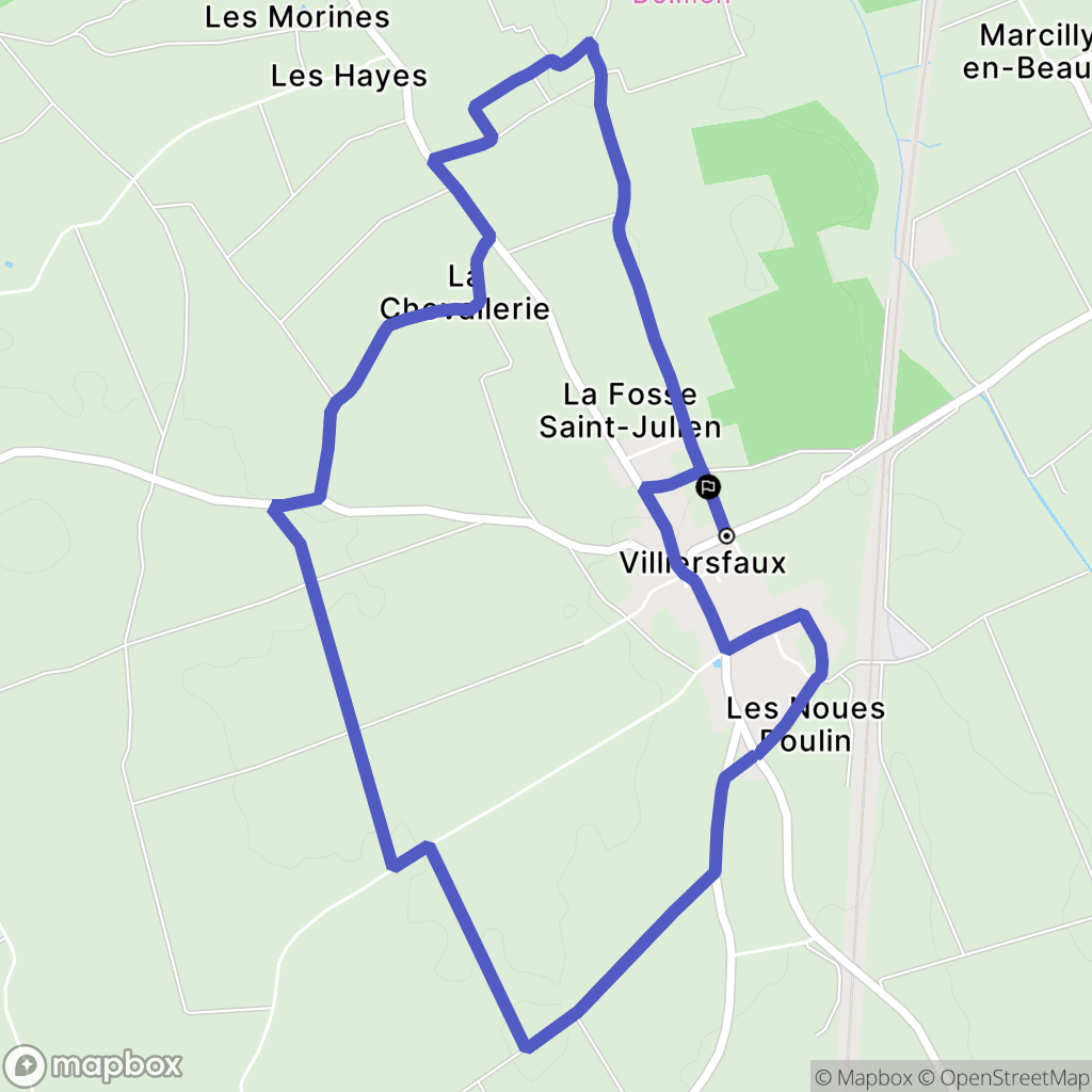 Villiersfaux : carte du parcours de randonnée - France