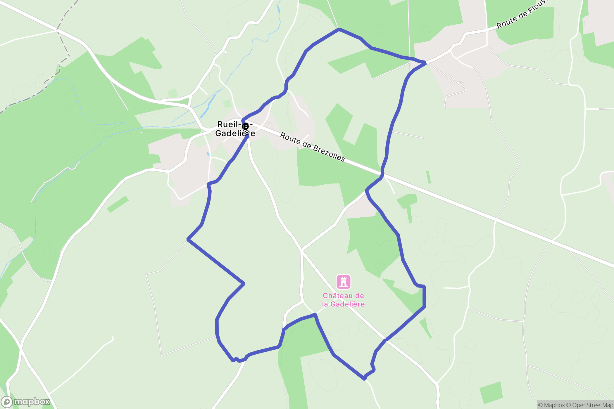 Rueil-la-Gadelière : carte du parcours de randonnée - France