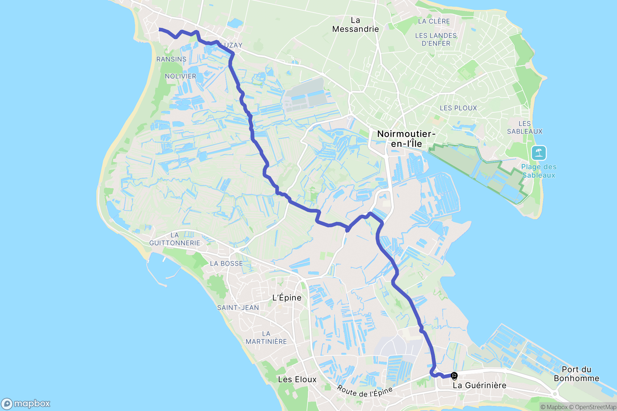 La Guérinière : carte du parcours de randonnée - France