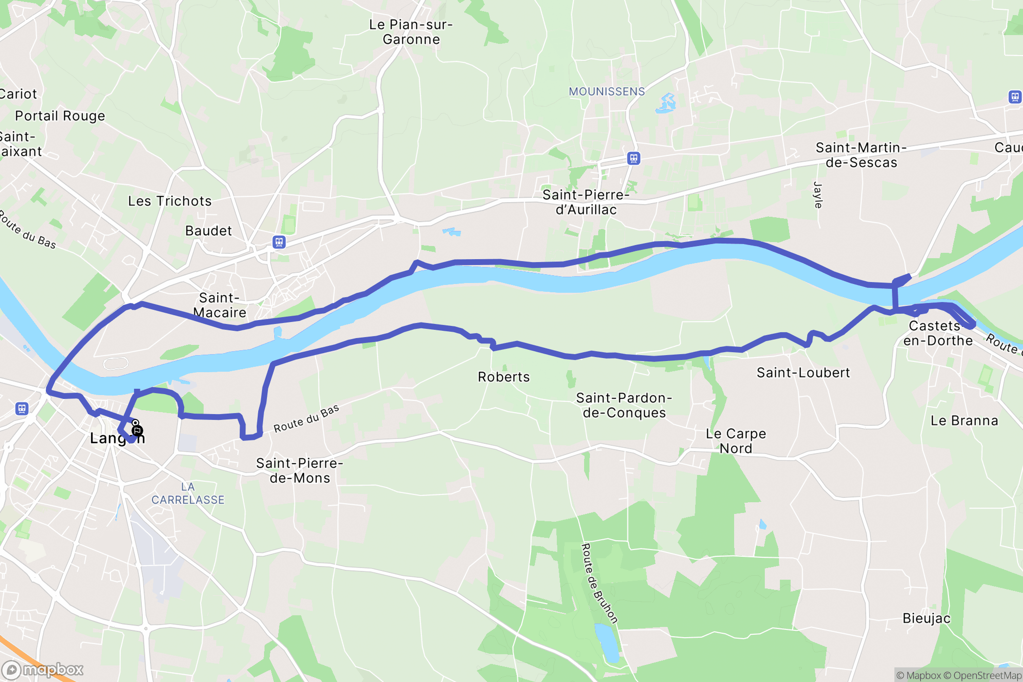 Langon : carte du parcours de randonnée - France