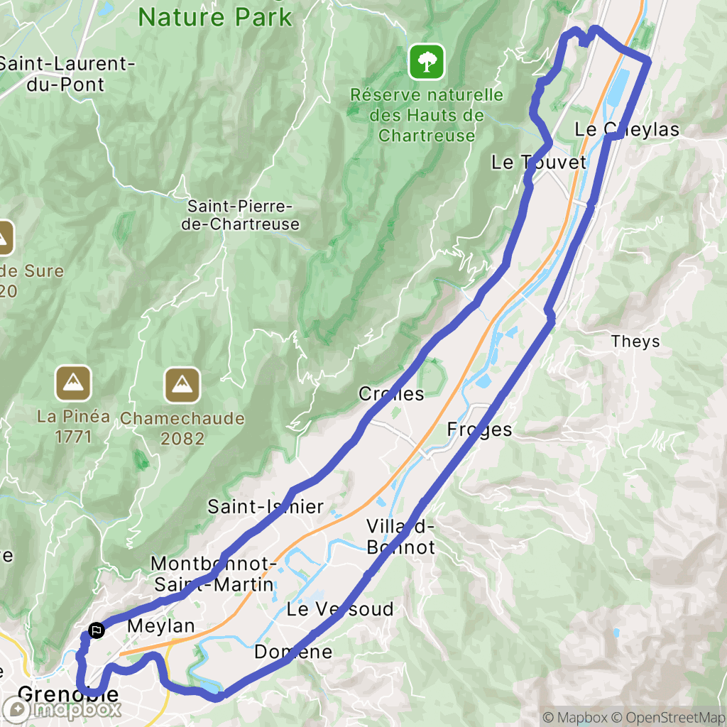Corenc : carte du parcours de randonnée - France