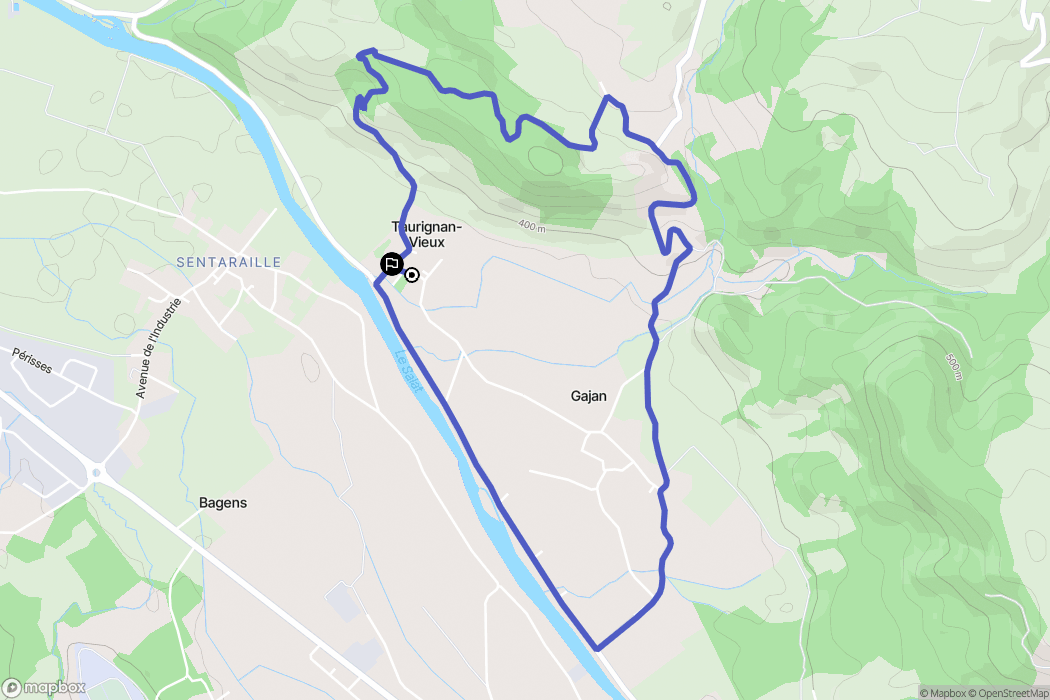 Taurignan-Vieux : carte du parcours de randonnée - France