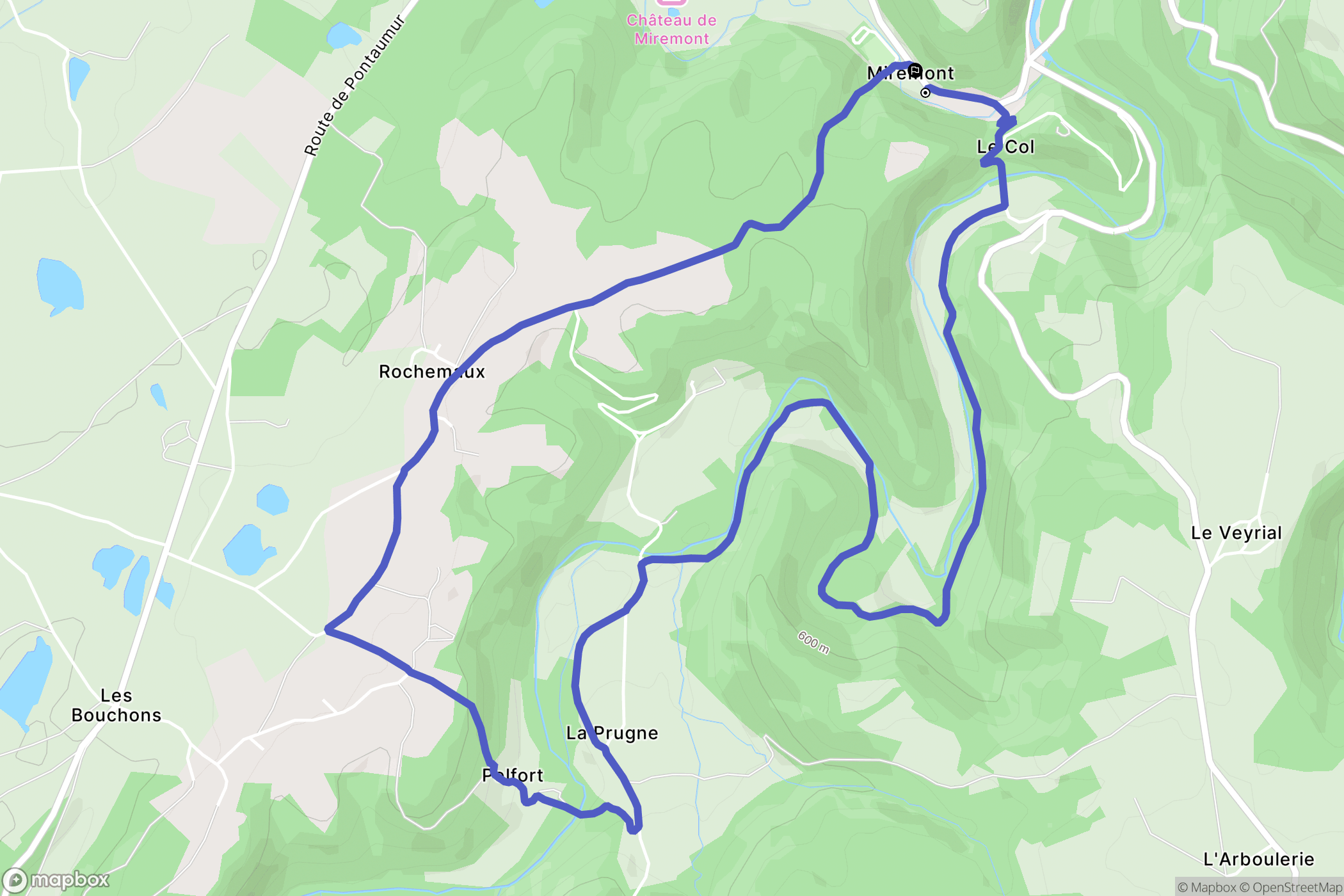Miremont : carte du parcours de randonnée - France