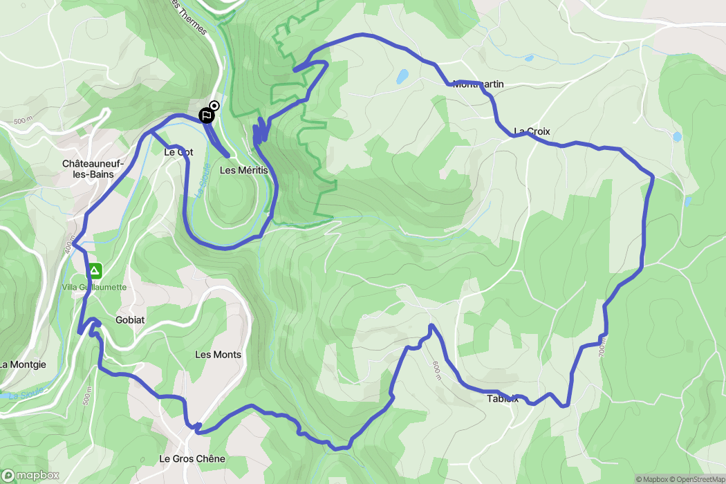 Châteauneuf-les-Bains : carte du parcours de randonnée - France