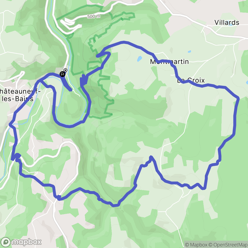 Châteauneuf-les-Bains : carte du parcours de randonnée - France