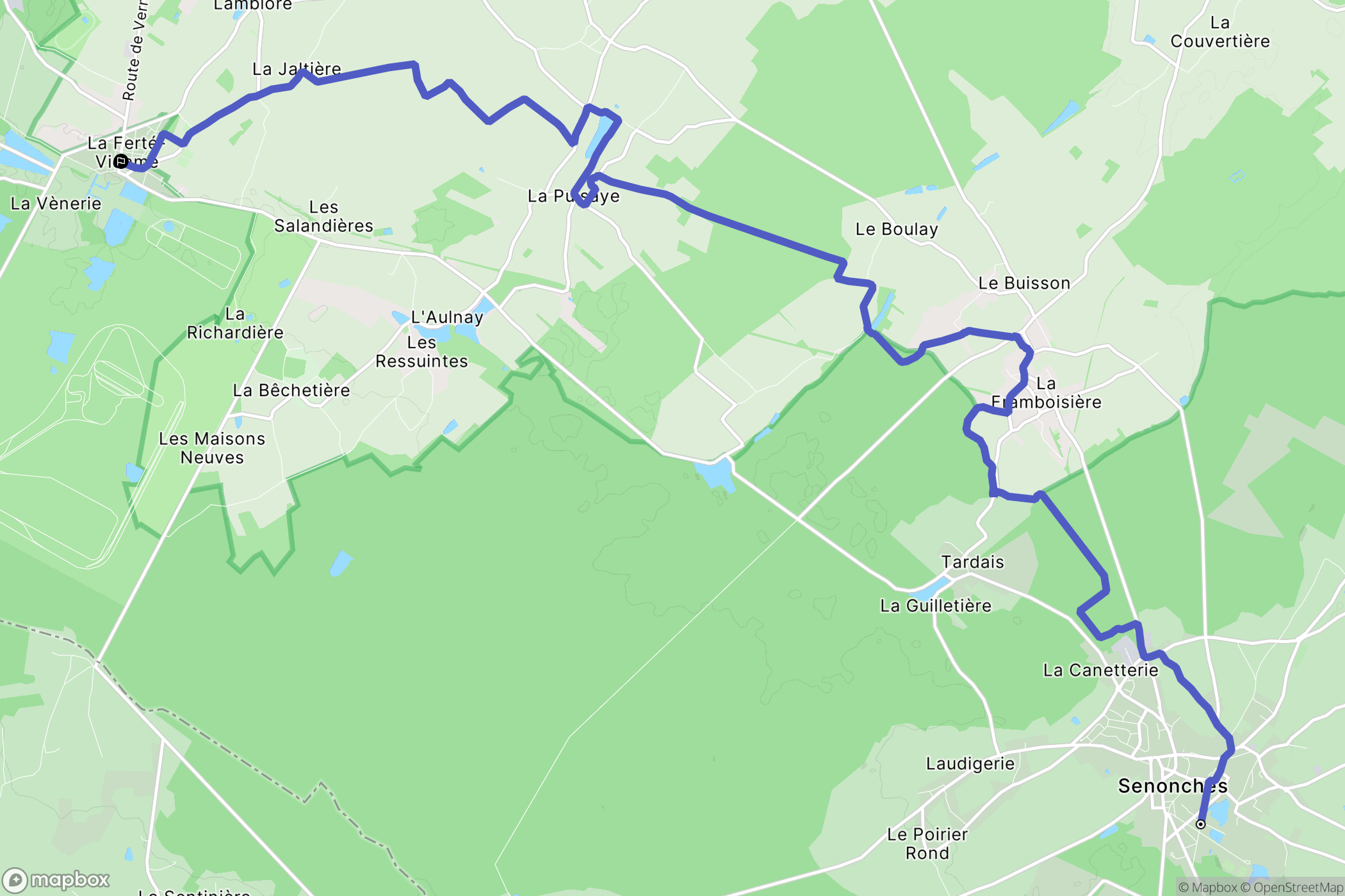 Senonches : carte du parcours de randonnée - France