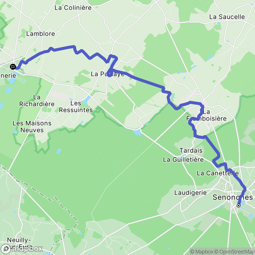 Senonches : carte du parcours de randonnée - France